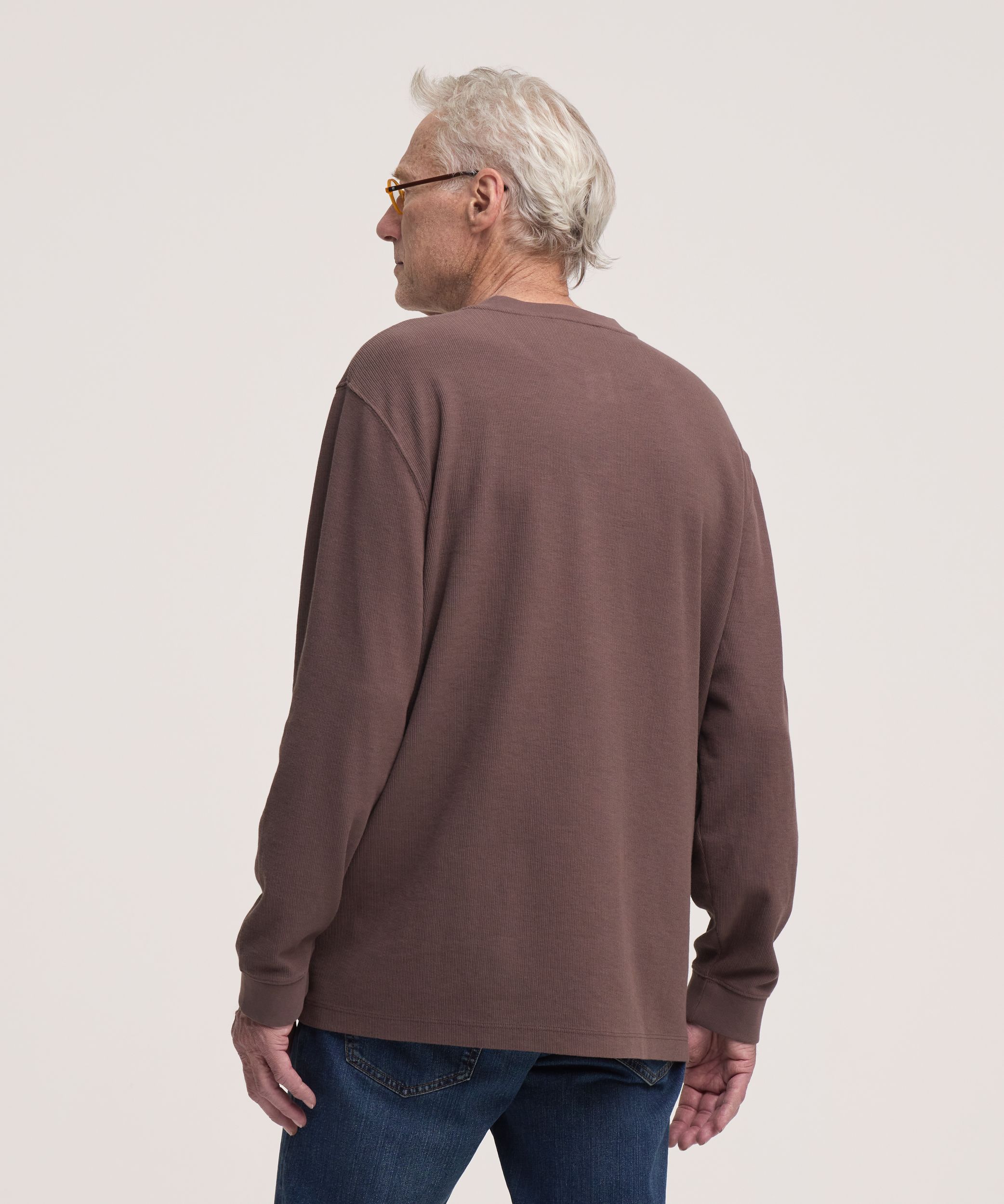 Denver Hayes Men's Long Sleeve Ribbed Henley Shirt