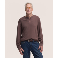 Denver Hayes Men's Long Sleeve Ribbed Henley Shirt Front_Flat