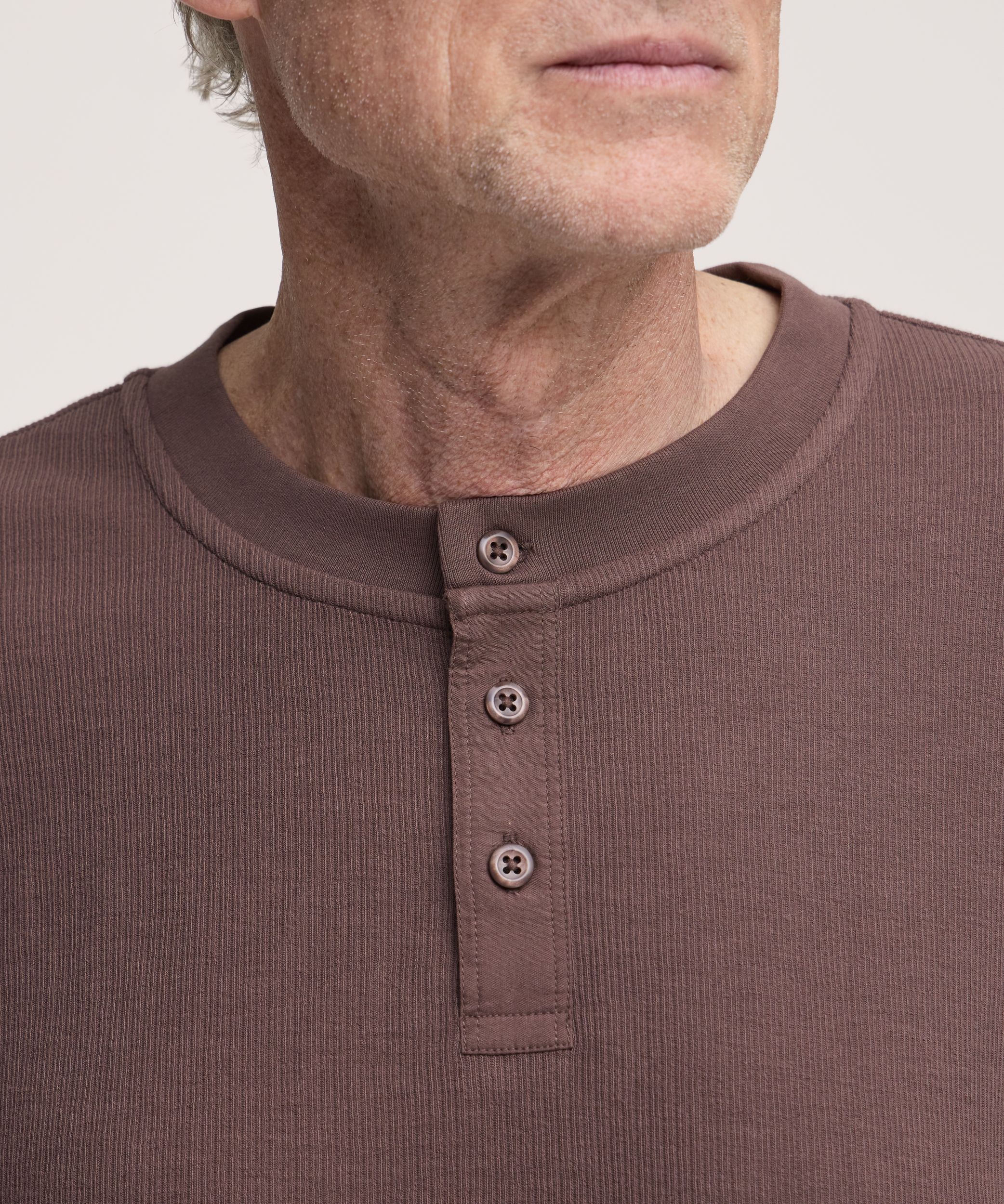 Denver Hayes Men's Long Sleeve Ribbed Henley Shirt
