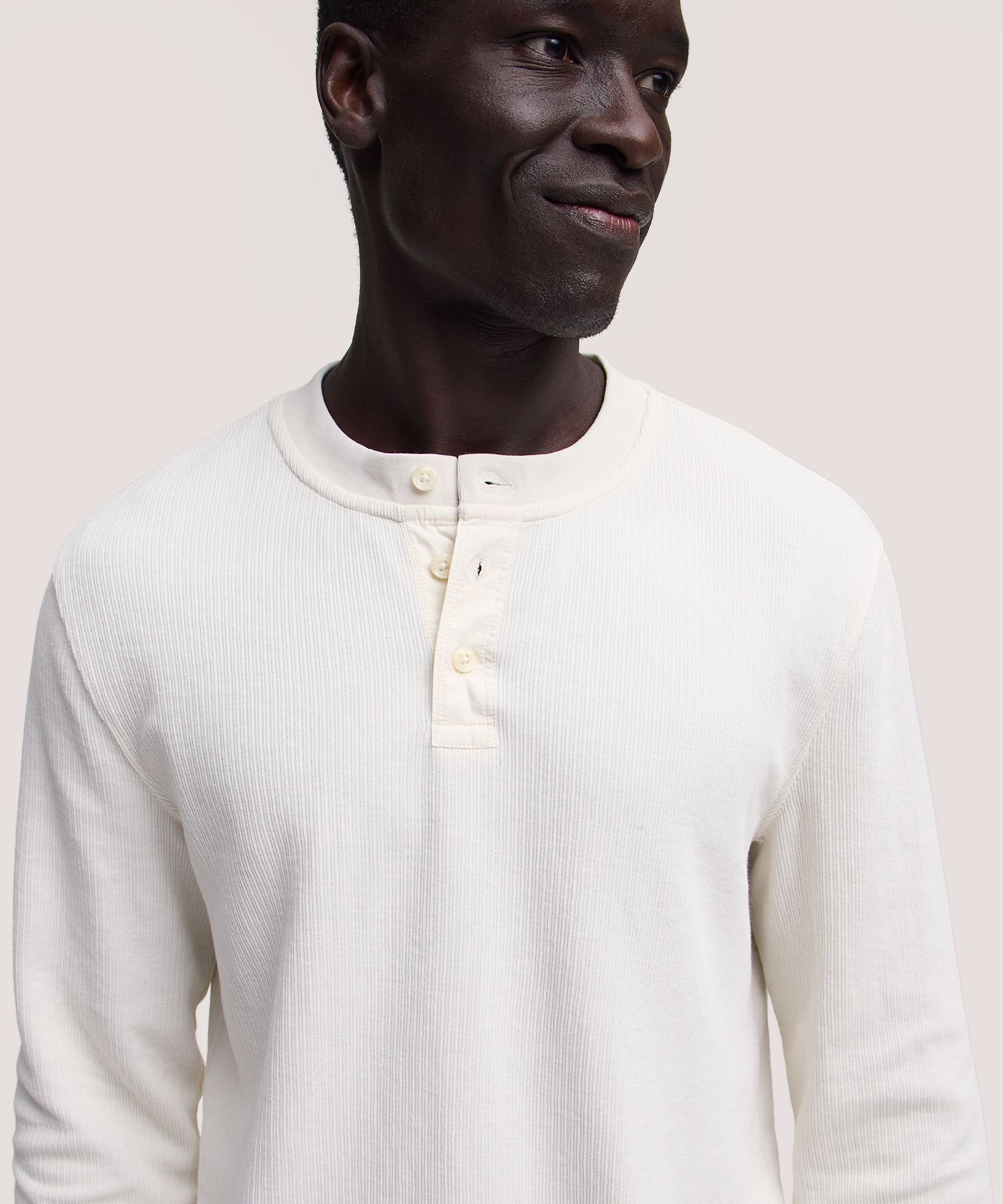 Denver Hayes Men's Long Sleeve Ribbed Henley Shirt