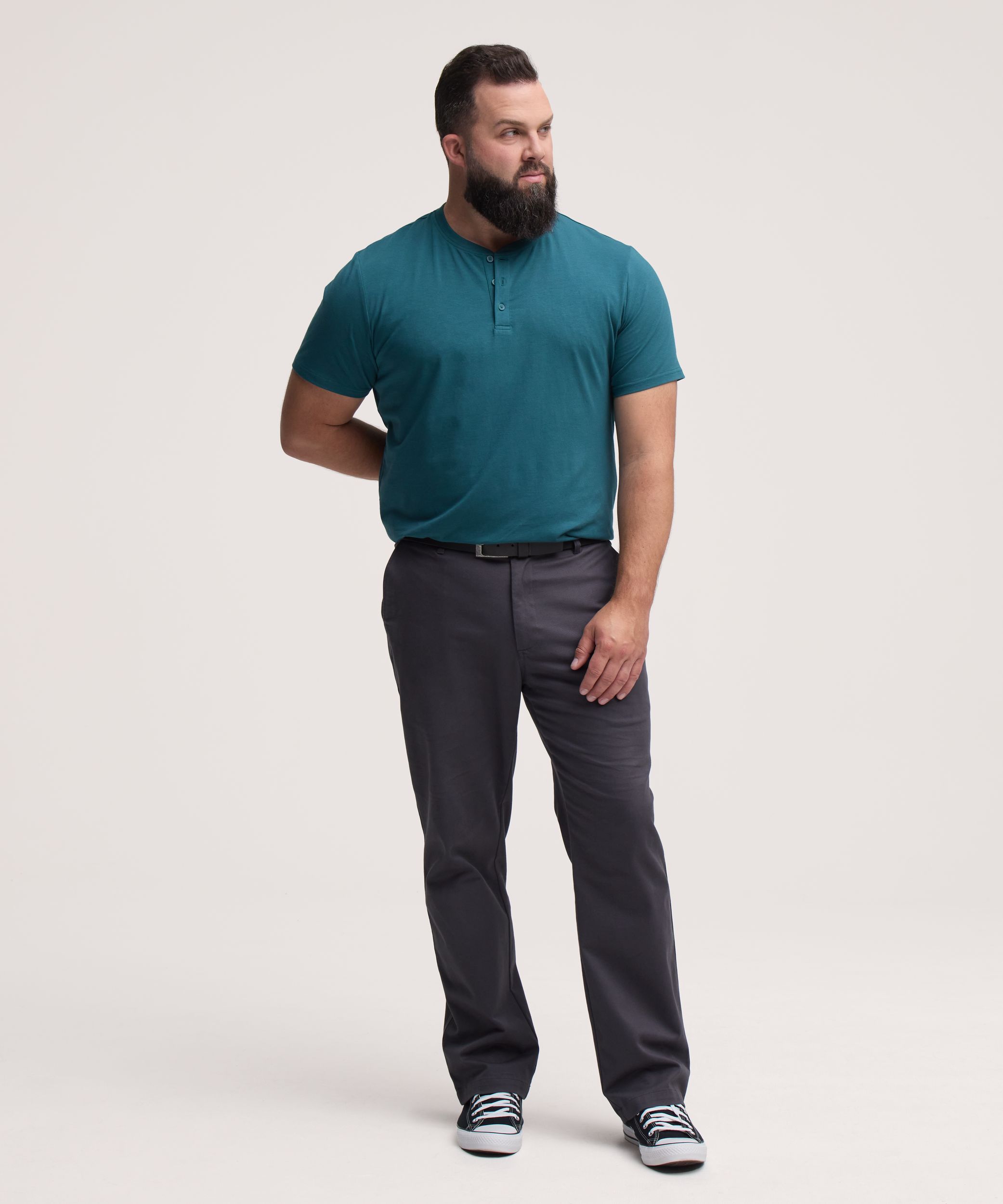 Denver Hayes Men's Stretch Short Sleeve Henley Shirt