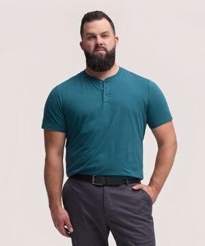 Denver Hayes Men's Stretch Short Sleeve Henley Shirt