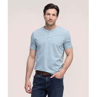 Haut Henley extensible à manches courtes pour hommes, Denver Hayes Front_Flat