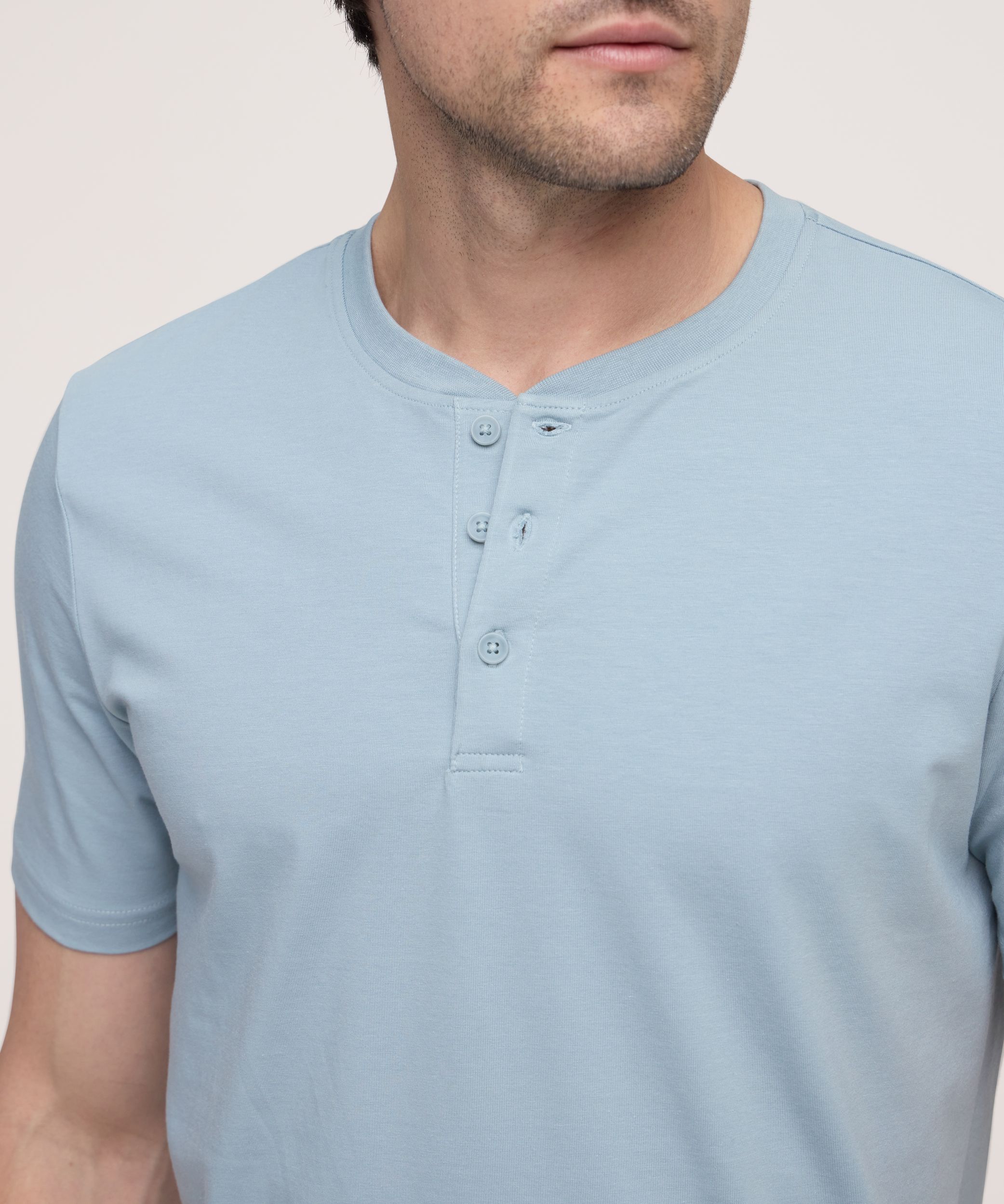 Denver Hayes Men's Stretch Short Sleeve Henley Shirt