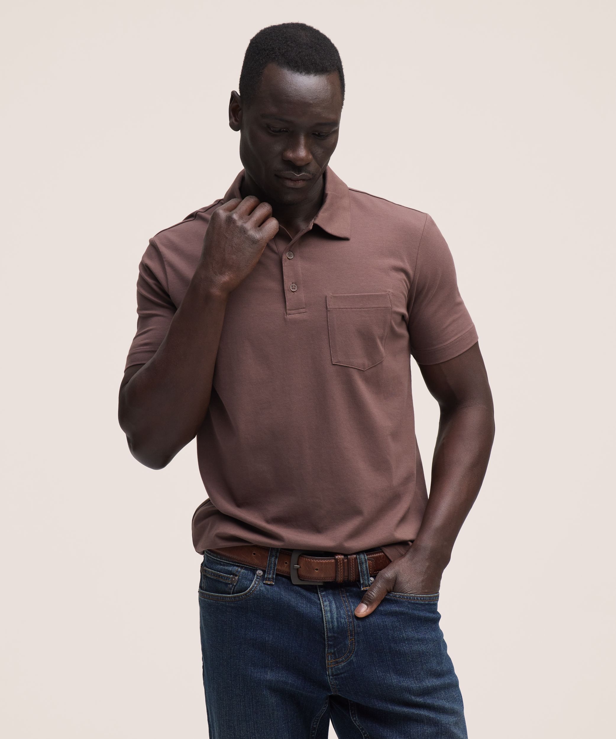 Denver Hayes Men's Modern Fit Stretch Polo Shirt
