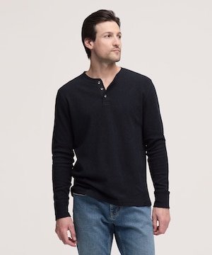 Denver Hayes Men's Long Sleeve Interlock Henley Shirt