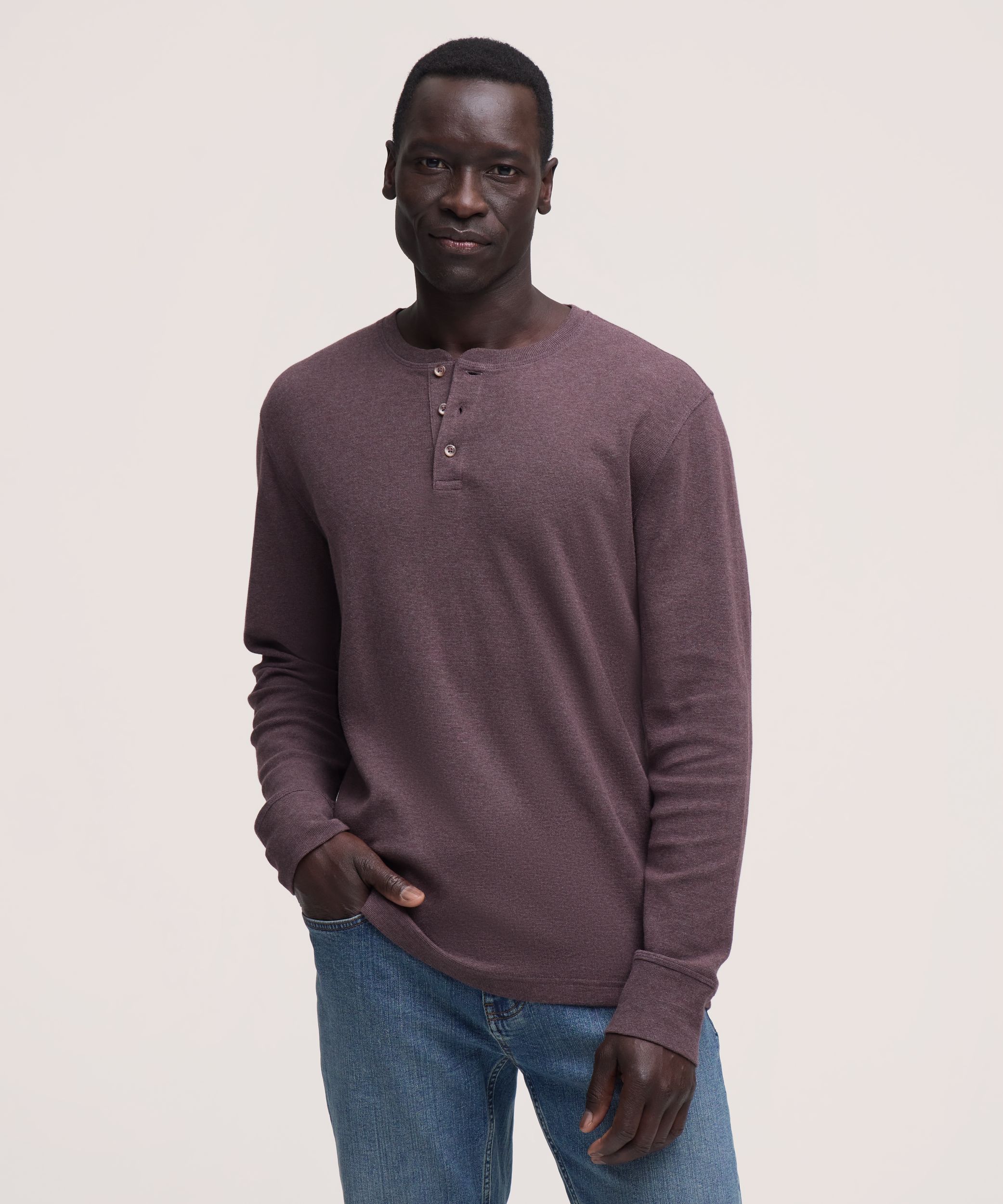 Haut Henley interlock à manches longues pour hommes, Denver Hayes