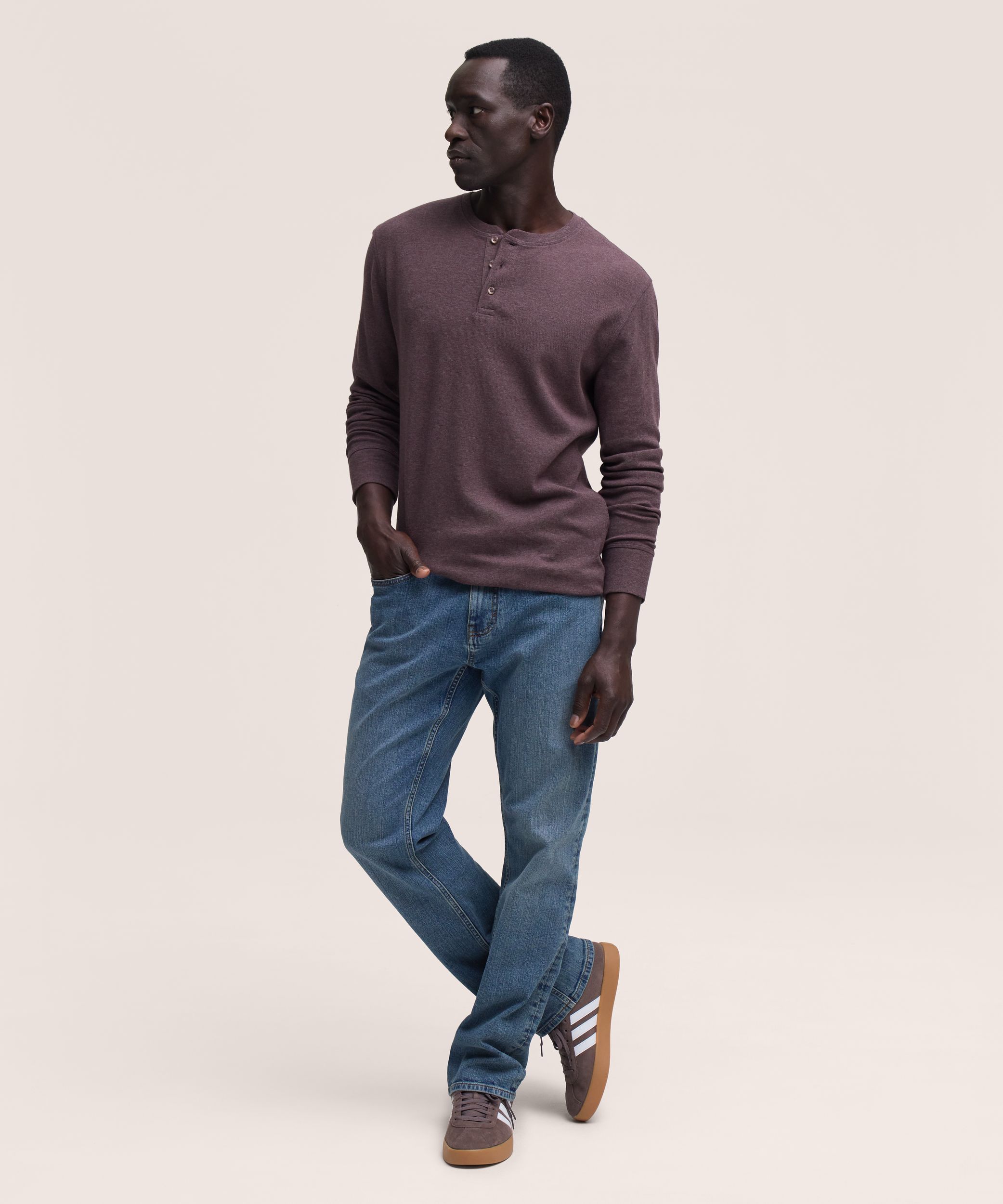 Haut Henley interlock à manches longues pour hommes, Denver Hayes
