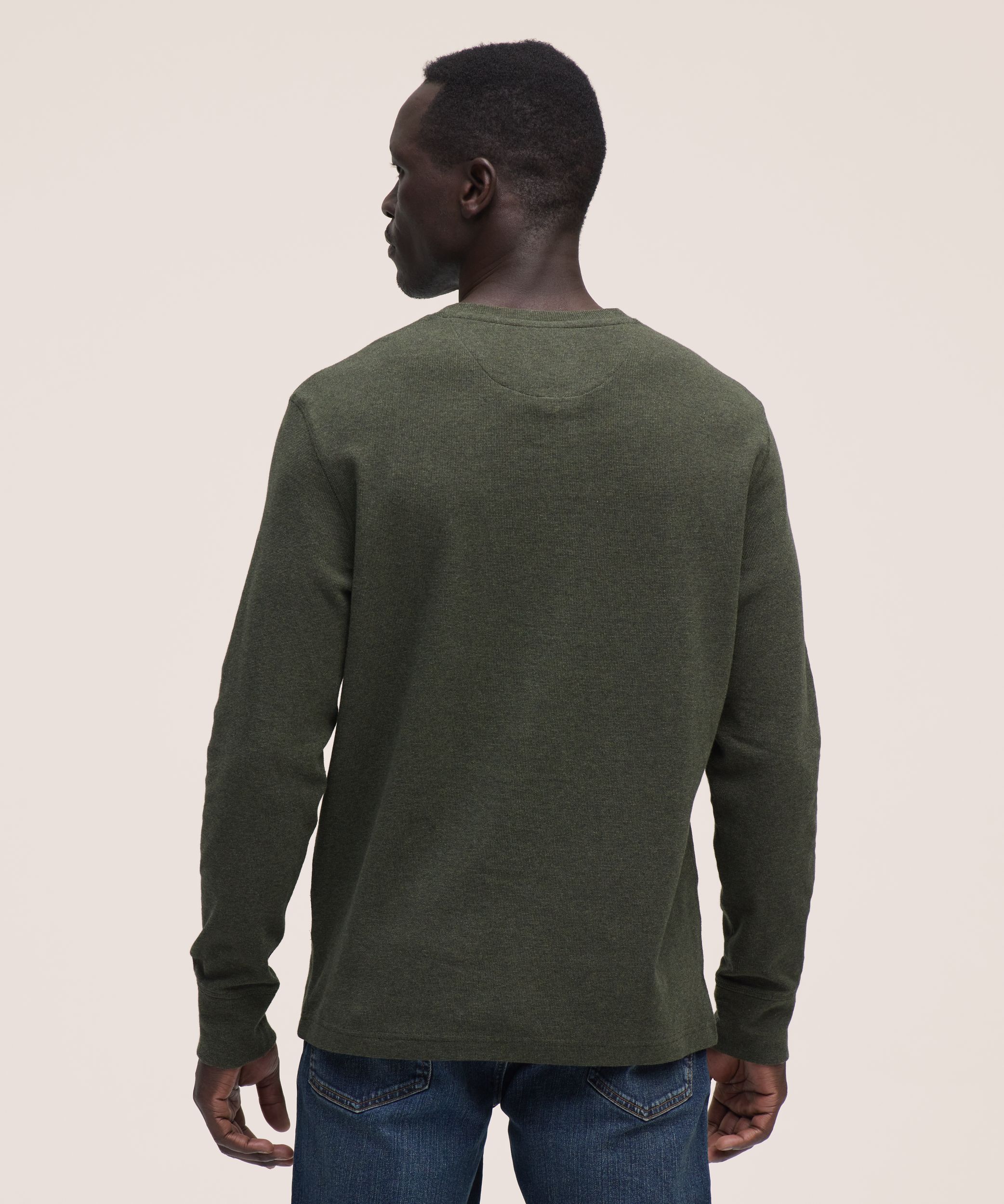 Denver Hayes Men's Long Sleeve Interlock Henley Shirt