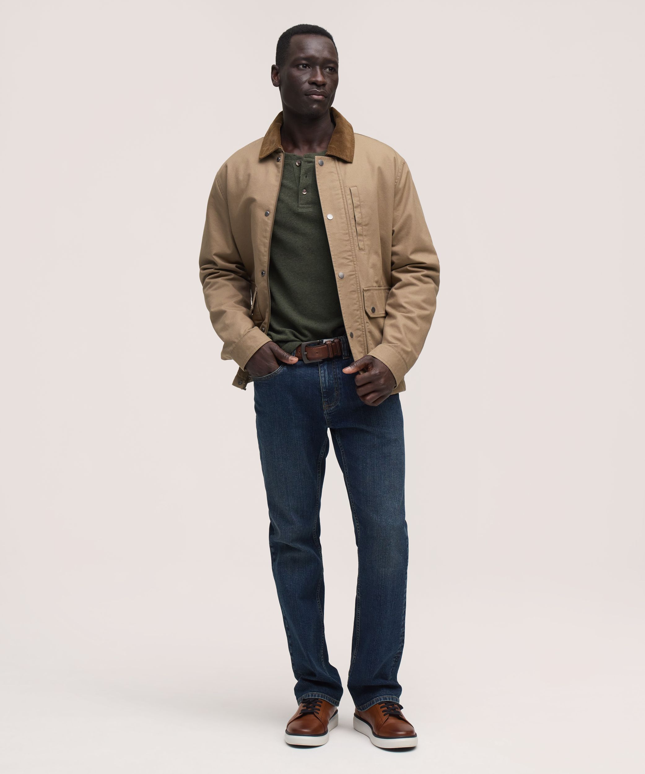 Denver Hayes Men's Long Sleeve Interlock Henley Shirt