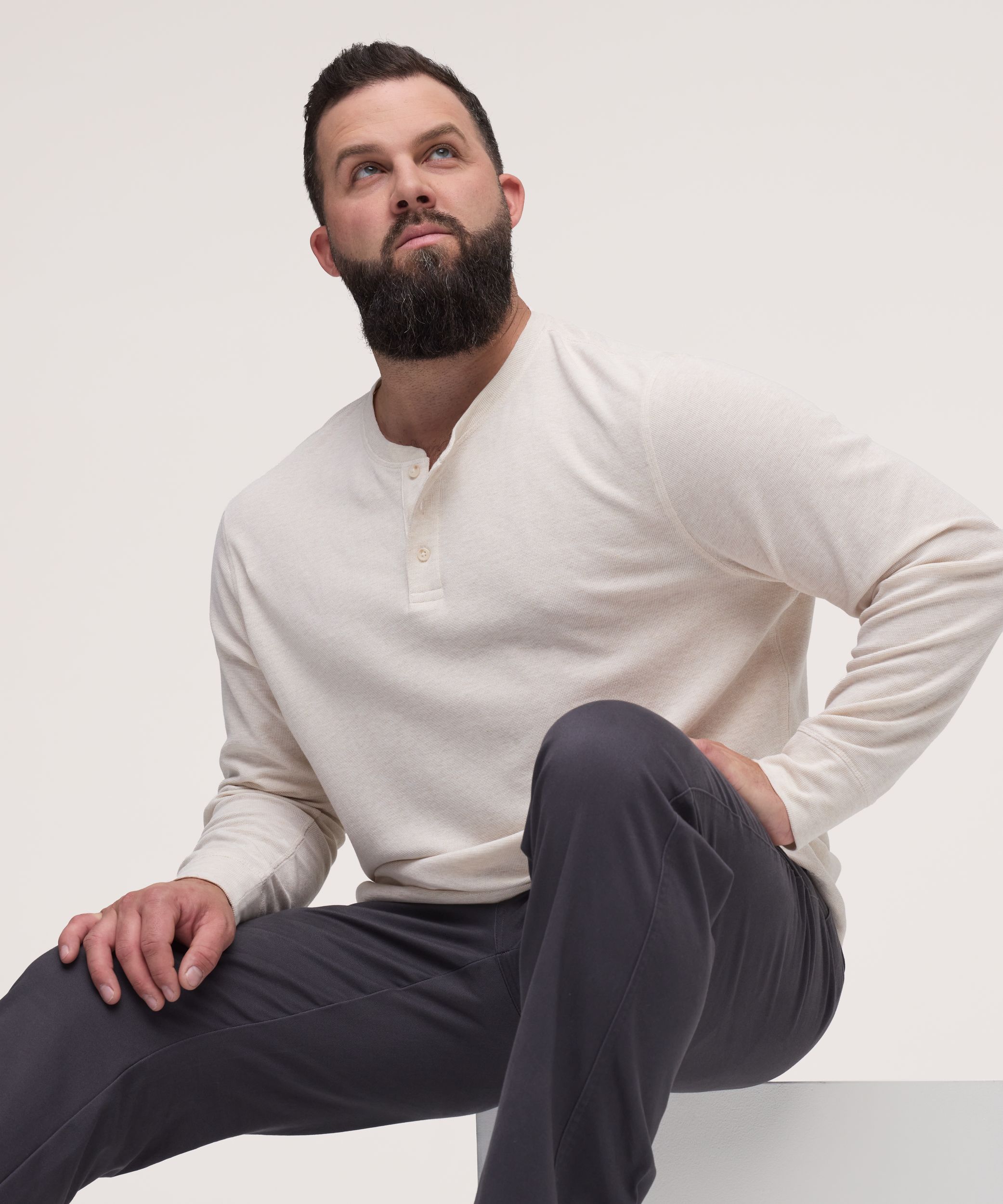 Haut Henley interlock à manches longues pour hommes, Denver Hayes