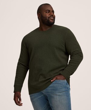 Haut interlock à manches longues et col ras du cou pour hommes, Denver Hayes