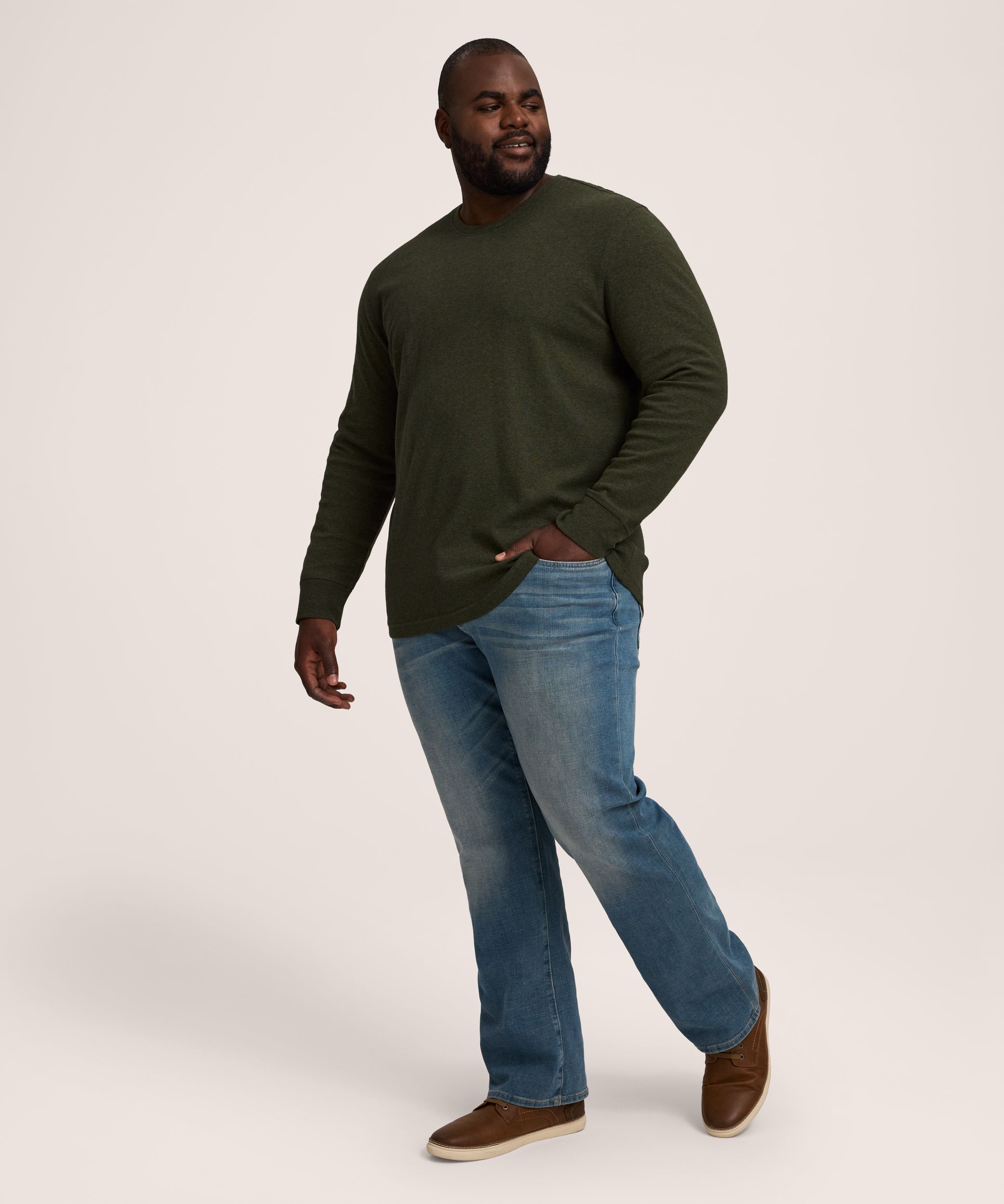 Haut interlock à manches longues et col ras du cou pour hommes, Denver Hayes