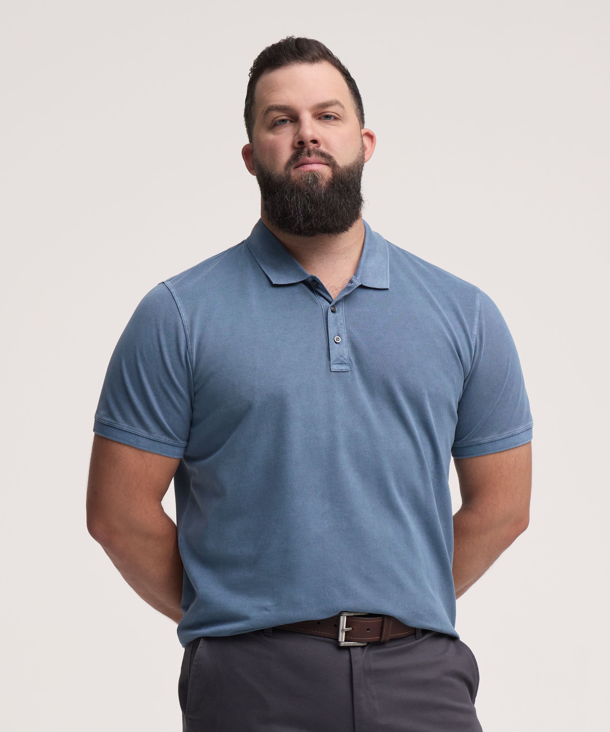 Denver Hayes Men's 50 Wash Stretch Pique Polo Shirt