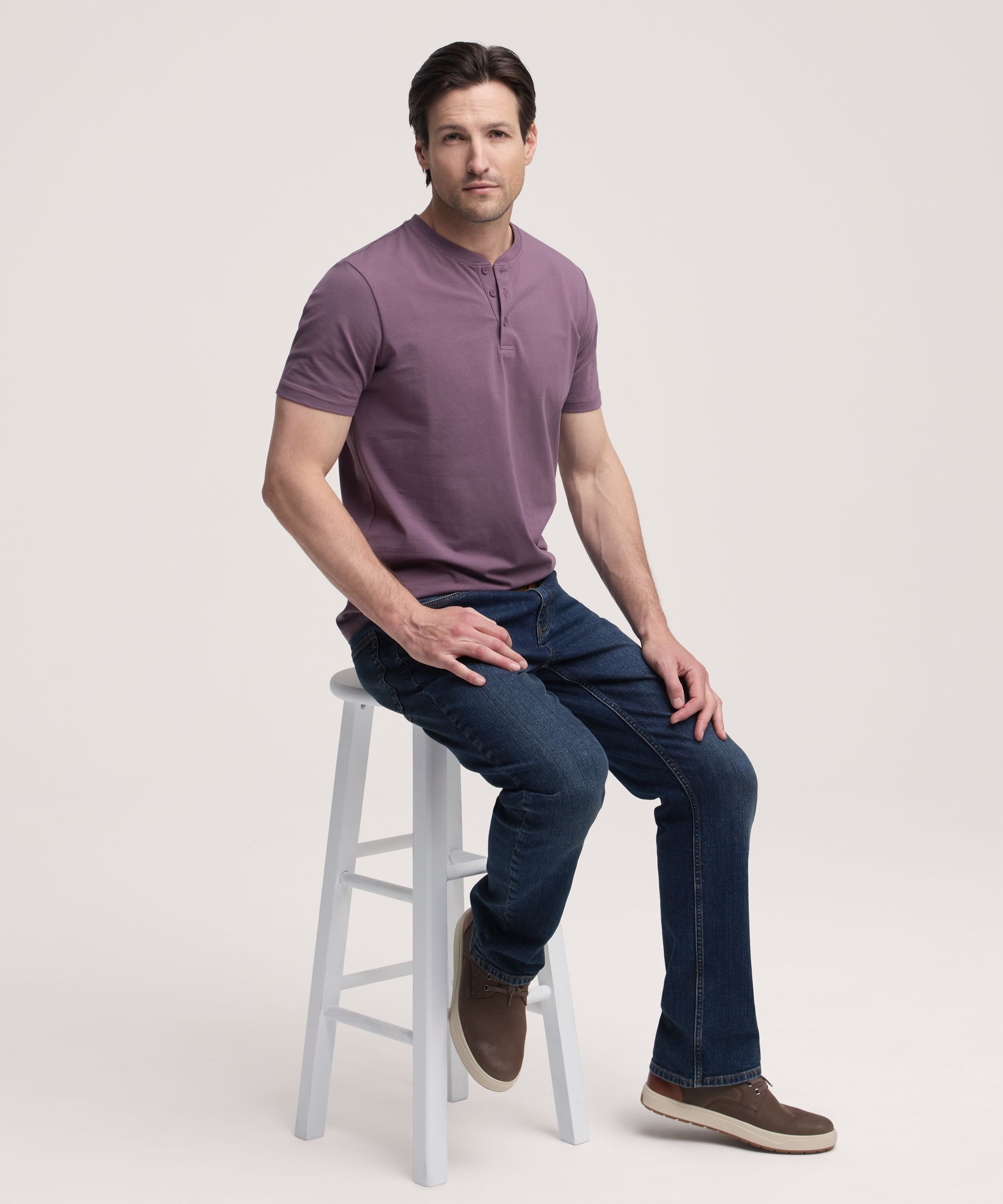 Denver Hayes Men's Stretch Short Sleeve Henley Shirt