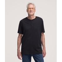 Denver Hayes Men's Stretch Short Sleeve Henley Shirt Front_Flat