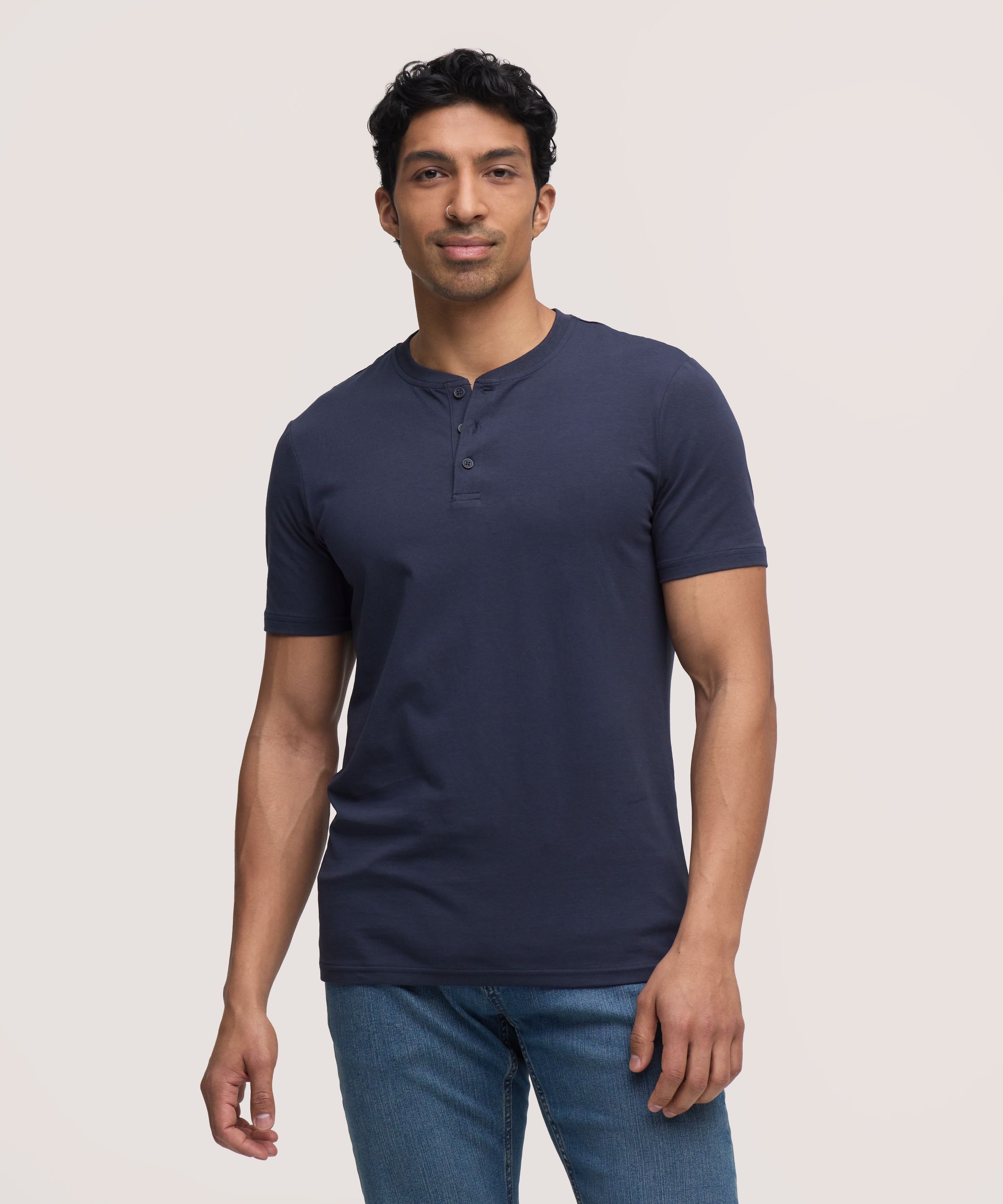 Denver Hayes Men's Stretch Short Sleeve Henley Shirt