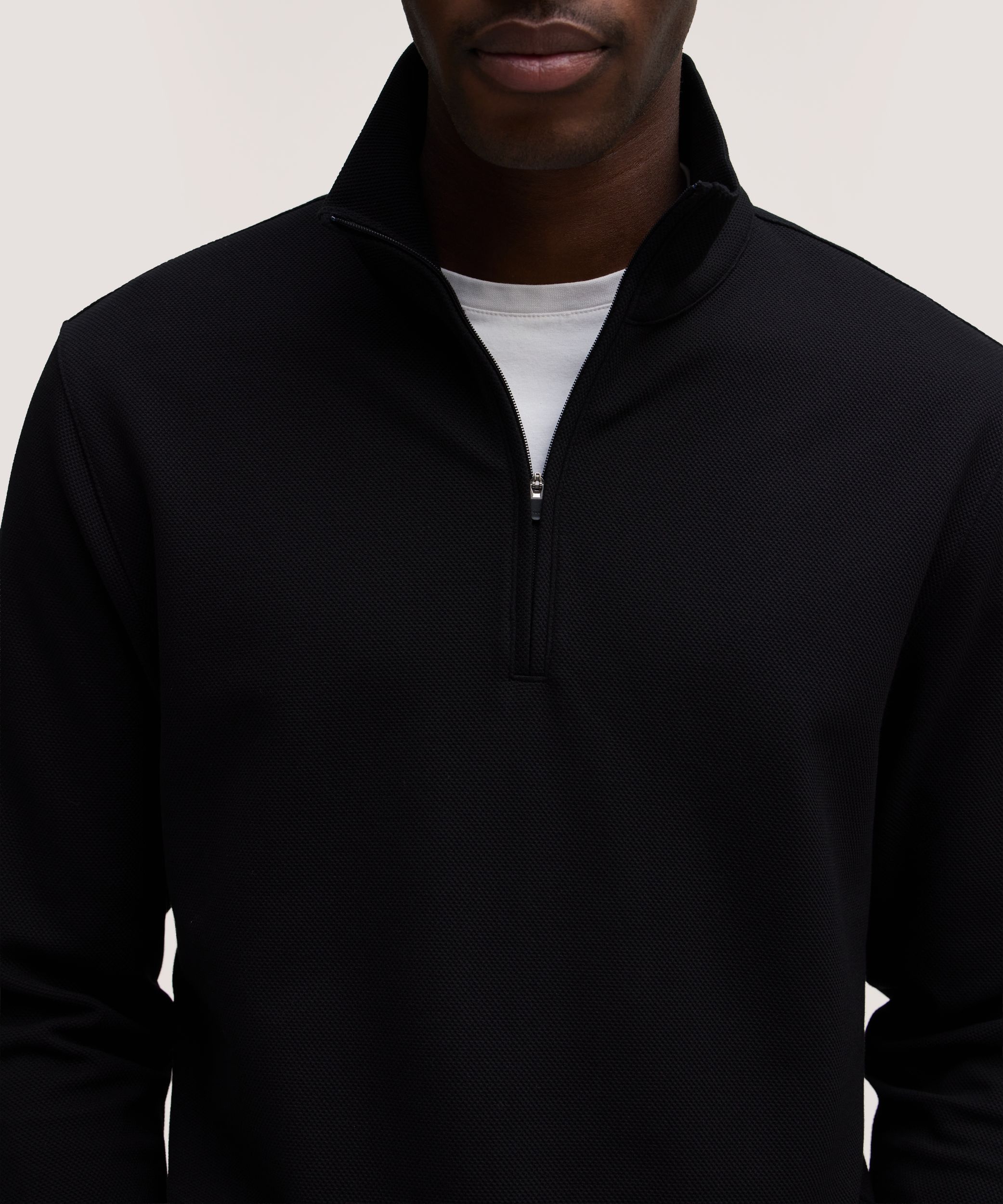 Haut à manches longues texturé avec glissière 1/4 Performance pour hommes, Denver Hayes