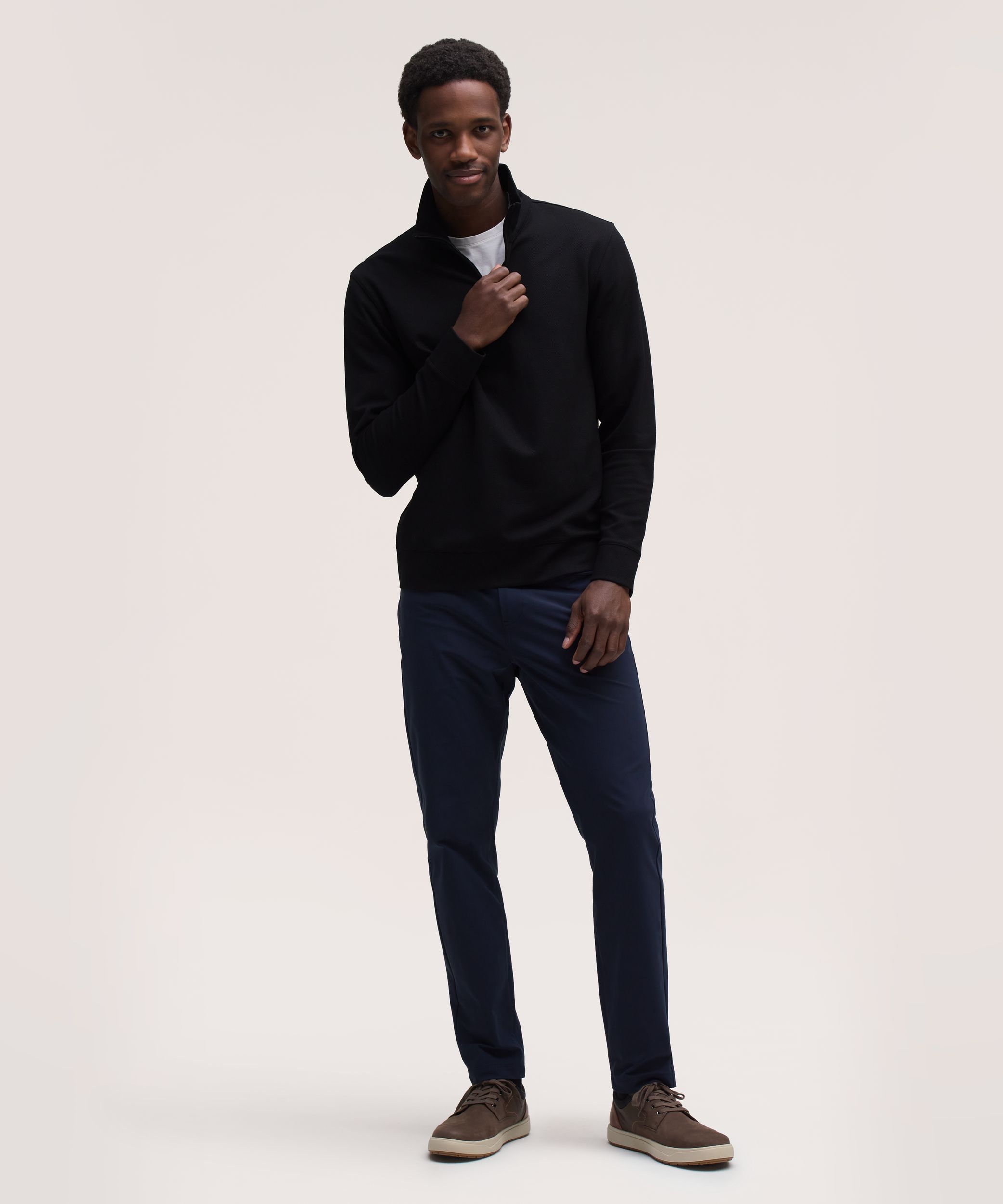 Haut à manches longues texturé avec glissière 1/4 Performance pour hommes, Denver Hayes