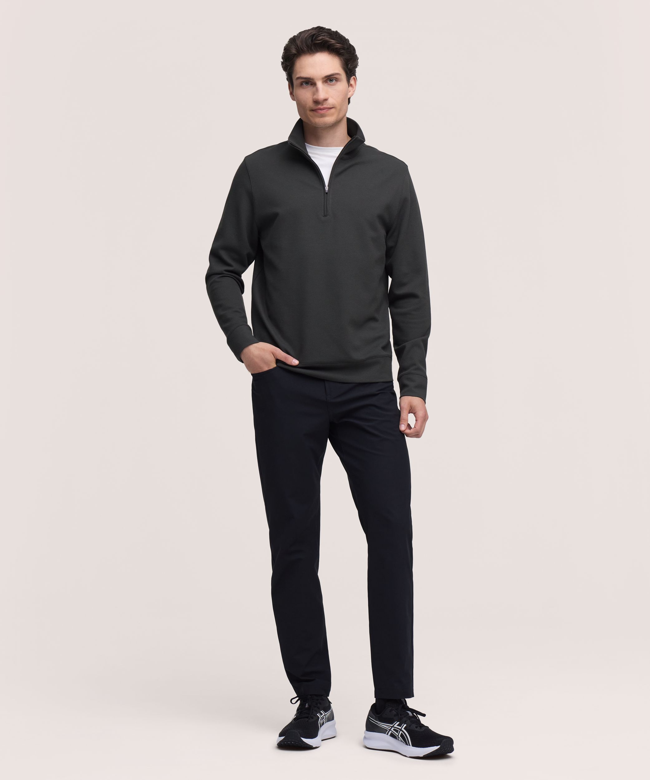 Denver Hayes Performance Men's Textured Quarter-Zip Long Sleeve Shirt