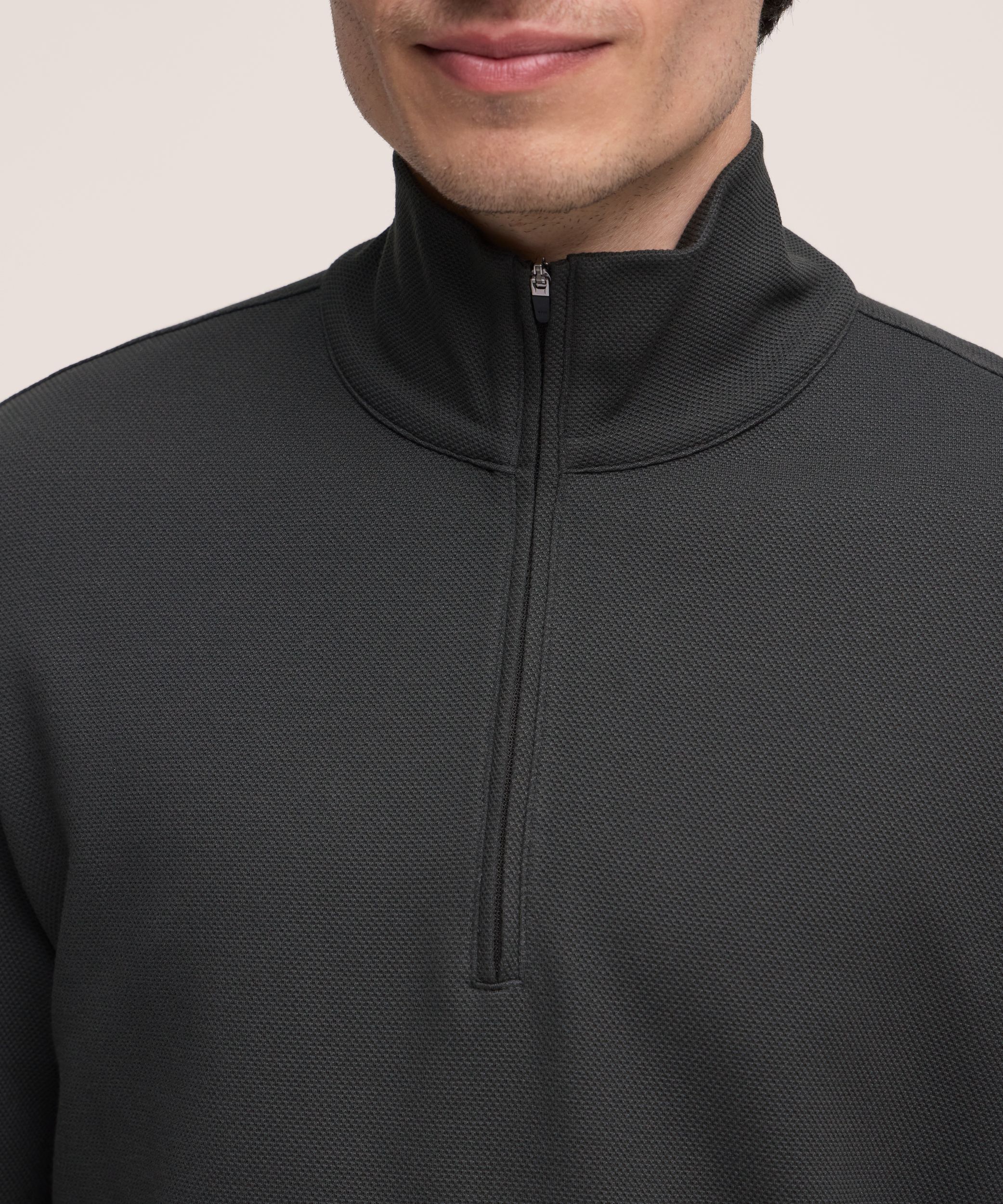 Denver Hayes Performance Men's Textured Quarter-Zip Long Sleeve Shirt