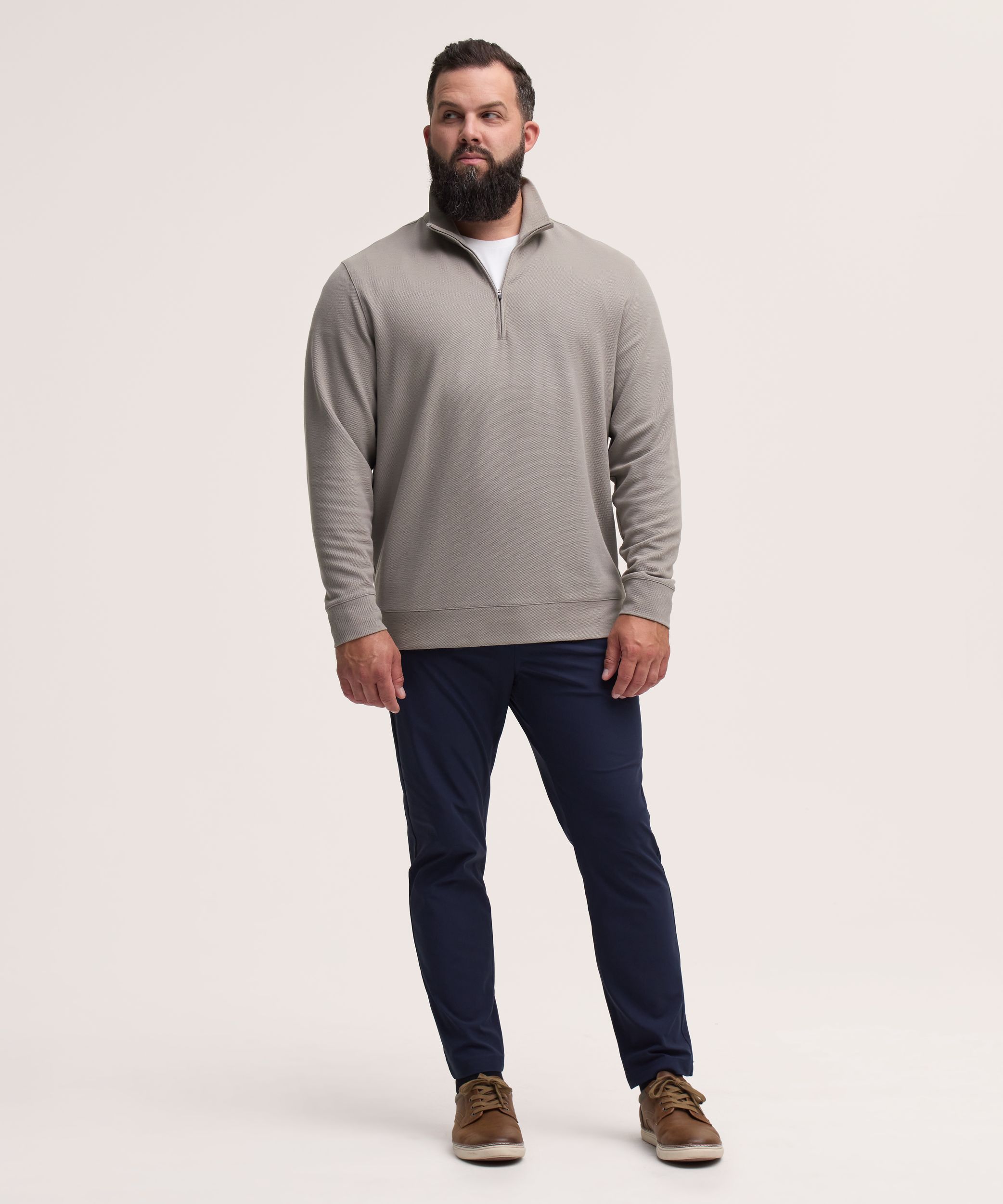 Haut à manches longues texturé avec glissière 1/4 Performance pour hommes, Denver Hayes