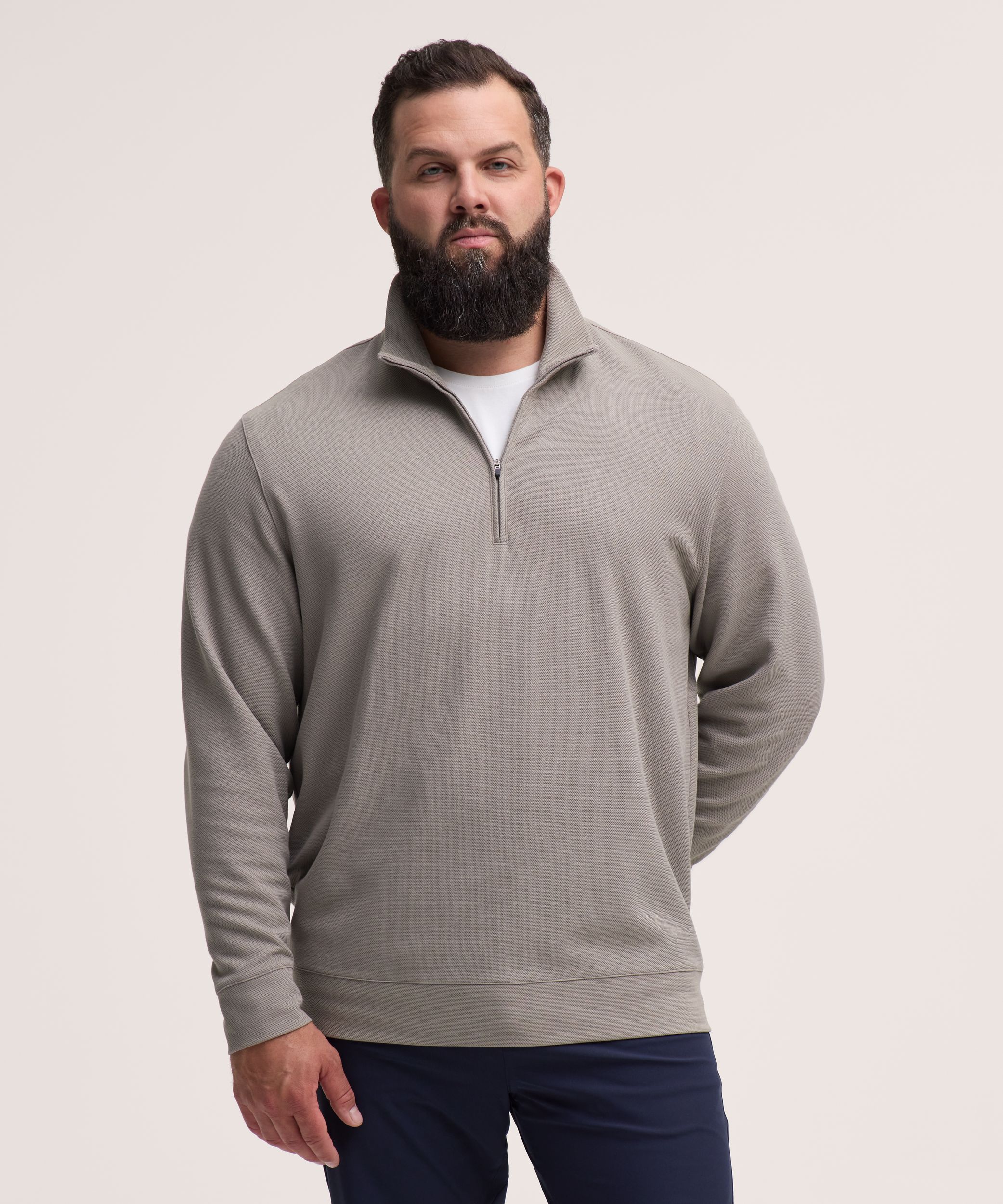 Haut à manches longues texturé avec glissière 1/4 Performance pour hommes, Denver Hayes