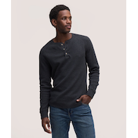 Haut Henley en point de brioche à manches raglan longues pour hommes, WindRiver Front_Flat