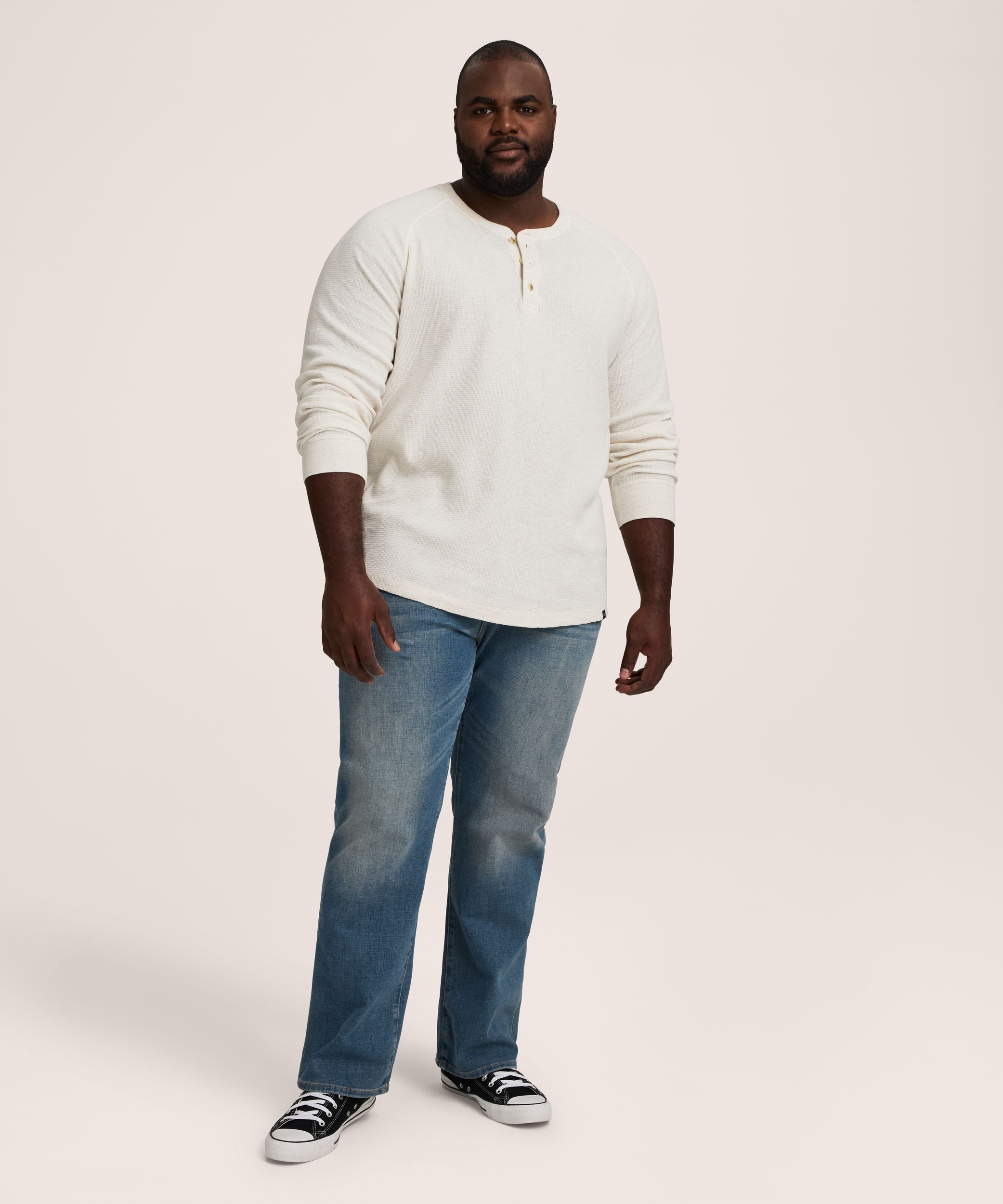 WindRiver Men's Long Sleeve Waffle Raglan Henley Shirt