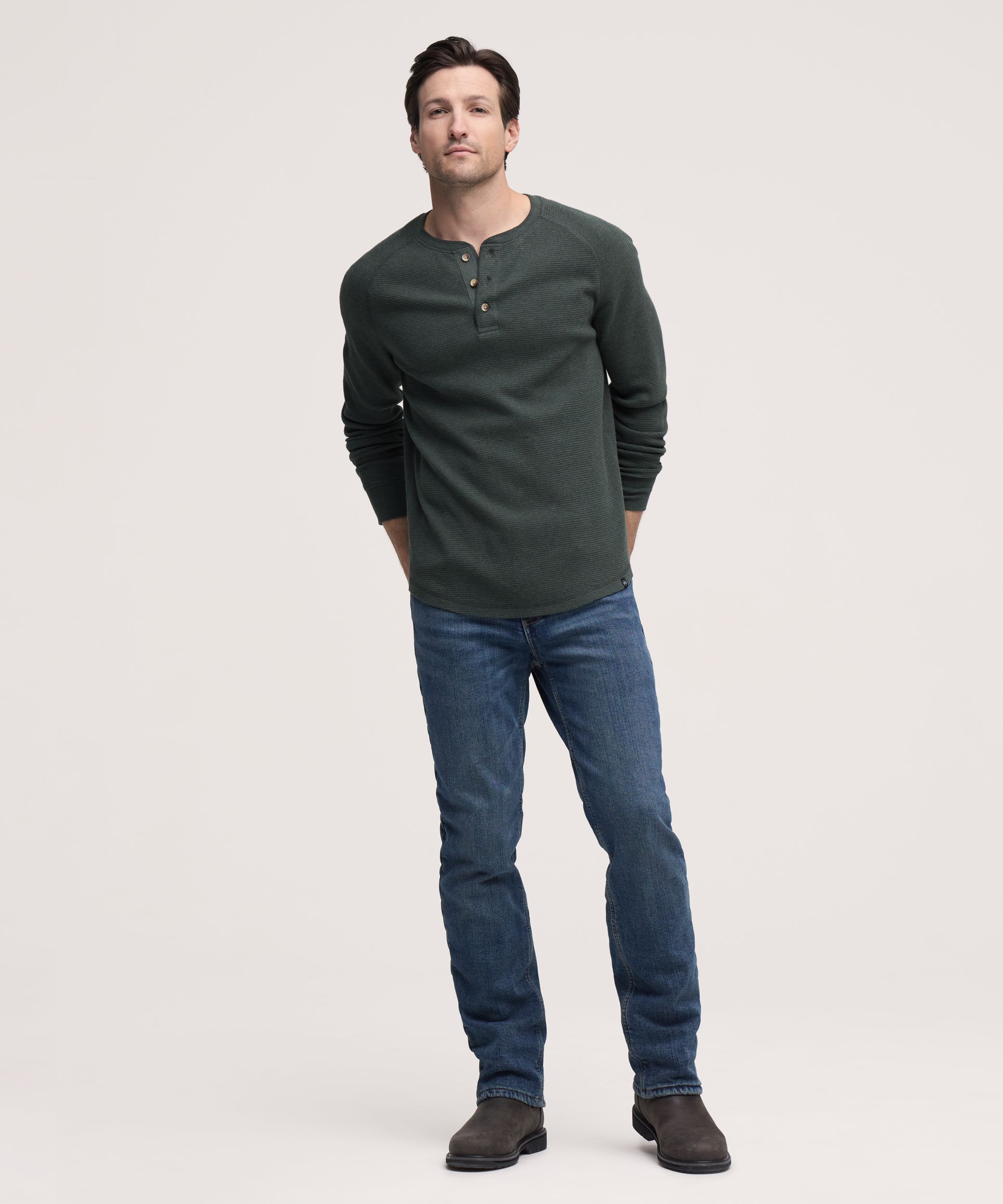 Haut Henley en point de brioche à manches raglan longues pour hommes, WindRiver