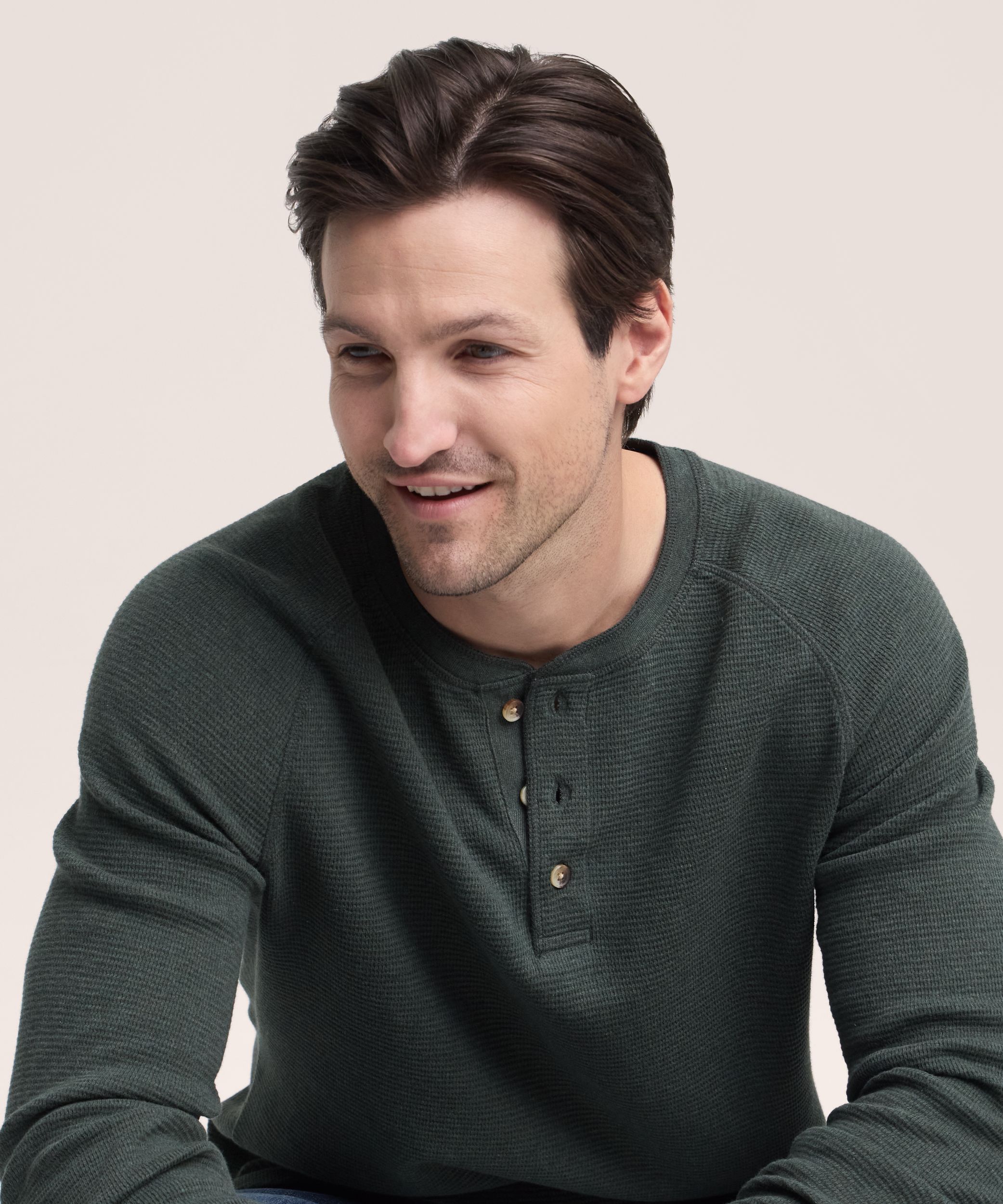 Haut Henley en point de brioche à manches raglan longues pour hommes, WindRiver