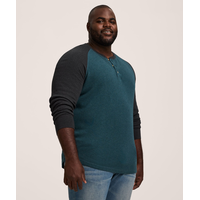 WindRiver Men's Long Sleeve Waffle Raglan Henley Shirt