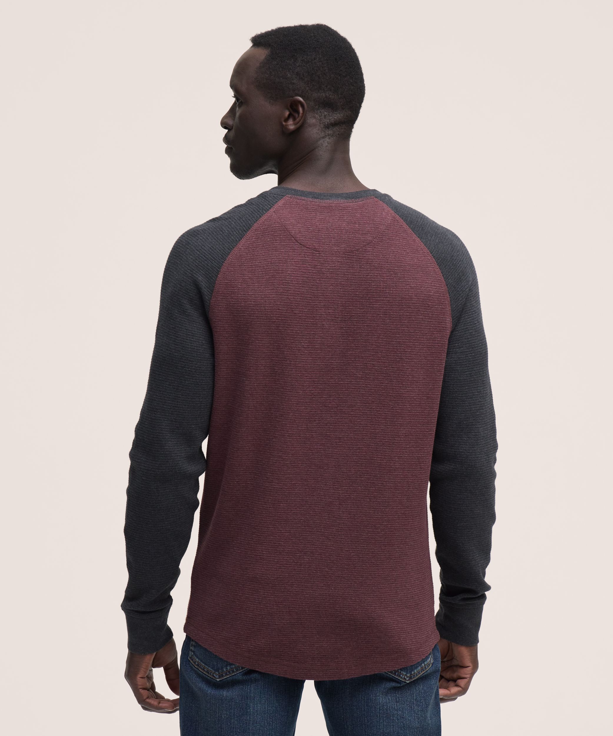 Haut Henley en point de brioche à manches raglan longues pour hommes, WindRiver
