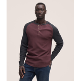 Haut Henley en point de brioche à manches raglan longues pour hommes, WindRiver Front_Flat