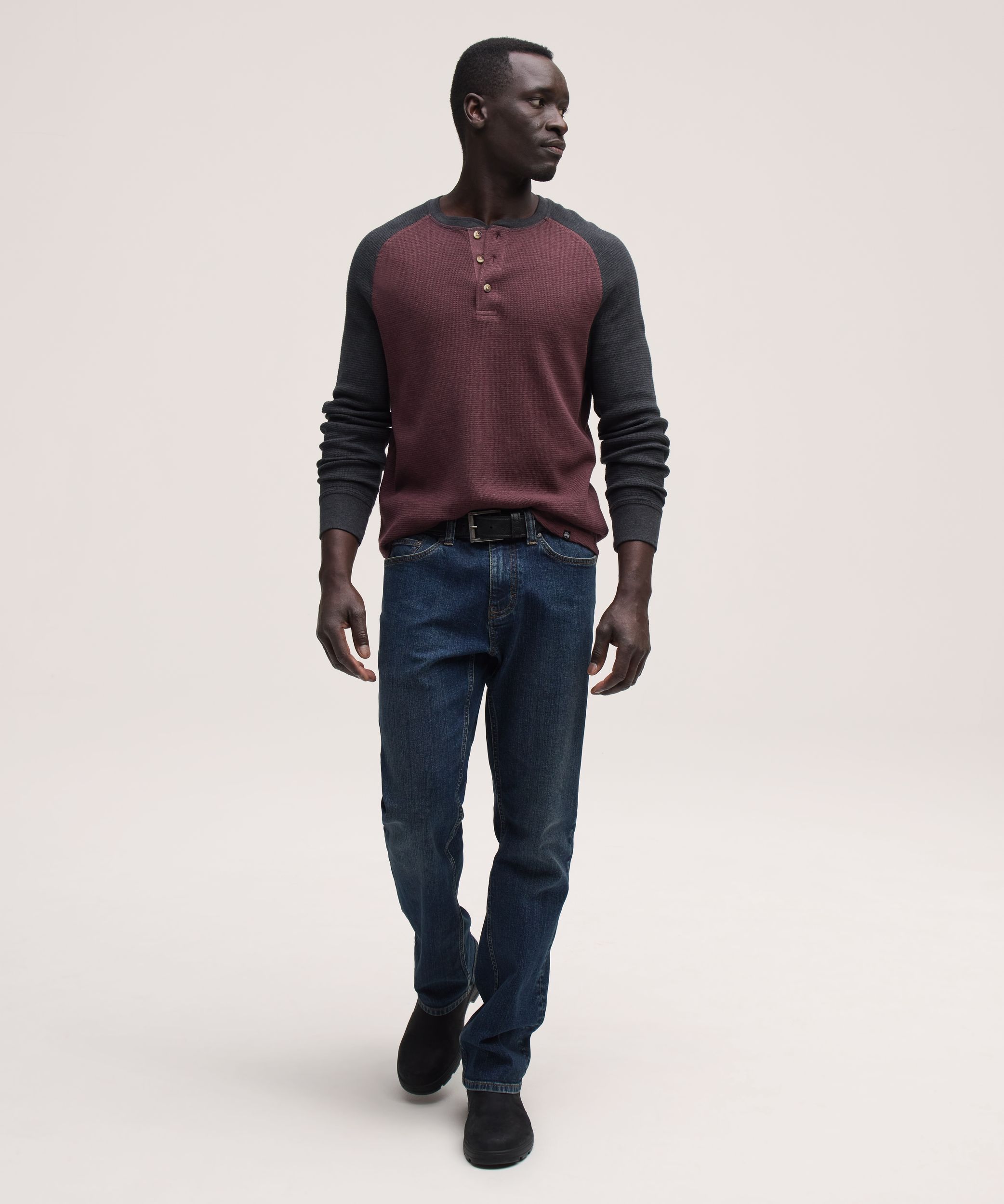 Haut Henley en point de brioche à manches raglan longues pour hommes, WindRiver