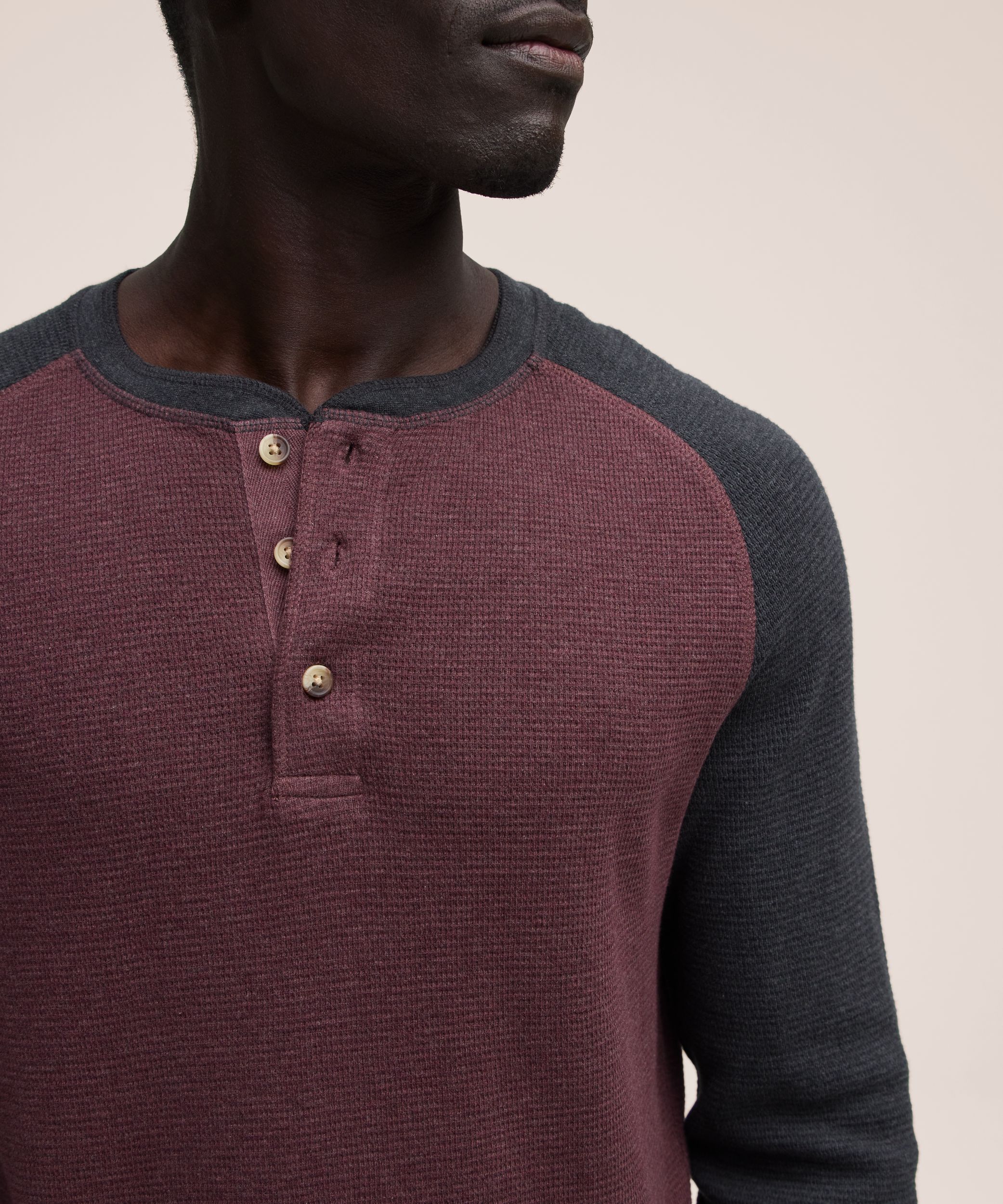 Haut Henley en point de brioche à manches raglan longues pour hommes, WindRiver