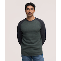 Haut en point de brioche à manches raglan longues et col ras du cou pour hommes, WindRiver