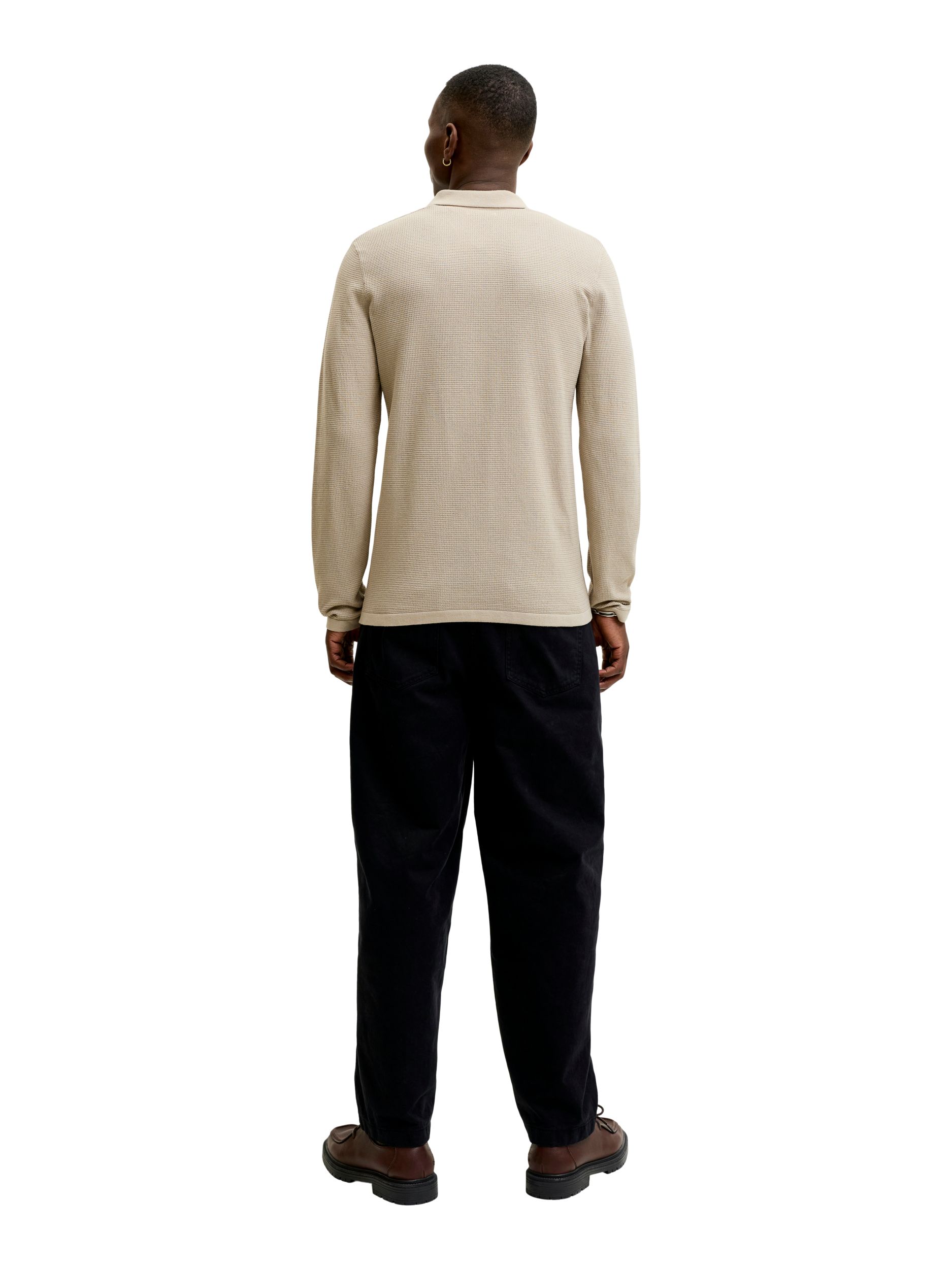 Jack & Jones Men's Austin Knit Long Sleeve Polo Shirt