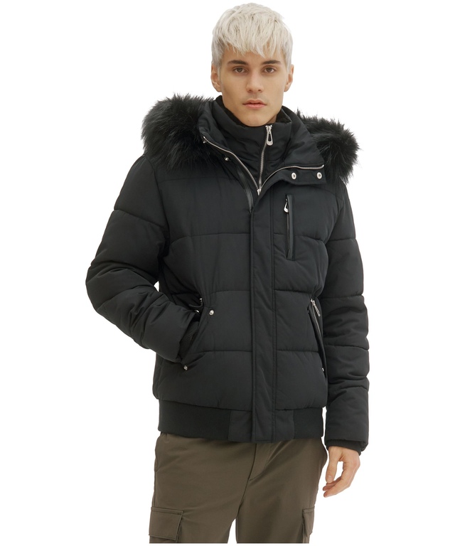 NOIZE Men's Nixon Fixed Hood Quilted Polyester Bomber Jacket - ONLINE ONLY