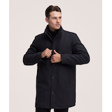 Denver Hayes Men's Buttoned Placket Full Zip Wool-Blend Winter Coat