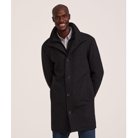Denver Hayes Men's Buttoned Placket Full Zip Wool-Blend Winter Coat Front_Flat