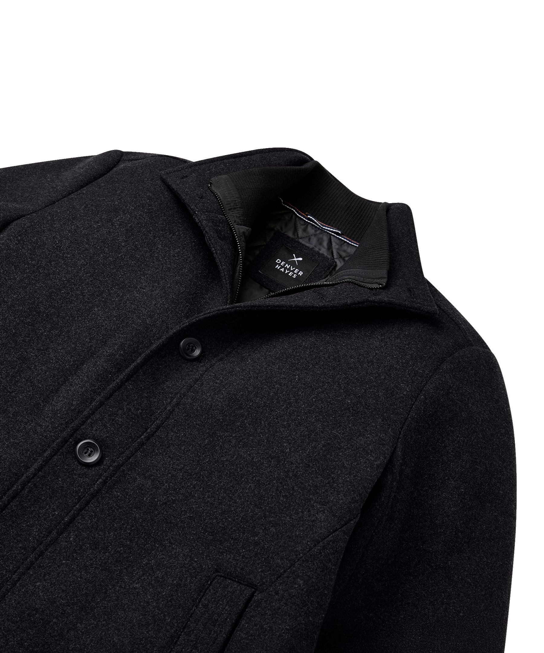 Denver Hayes Men's Buttoned Placket Full Zip Wool-Blend