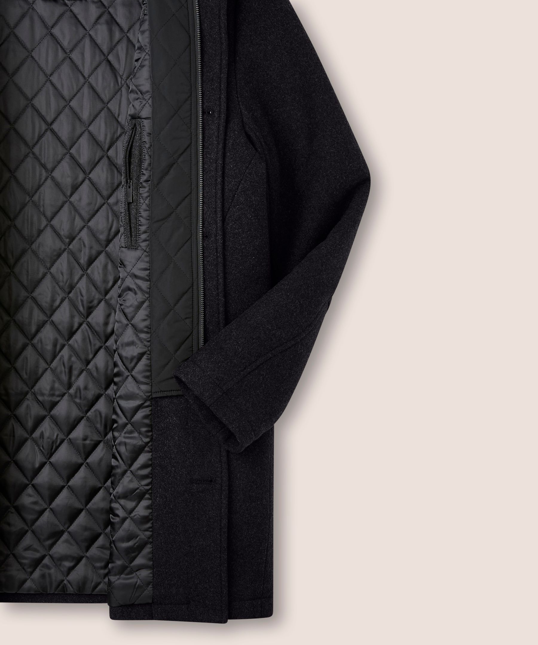 Denver Hayes Men's Buttoned Placket Full Zip Wool-Blend Winter Coat