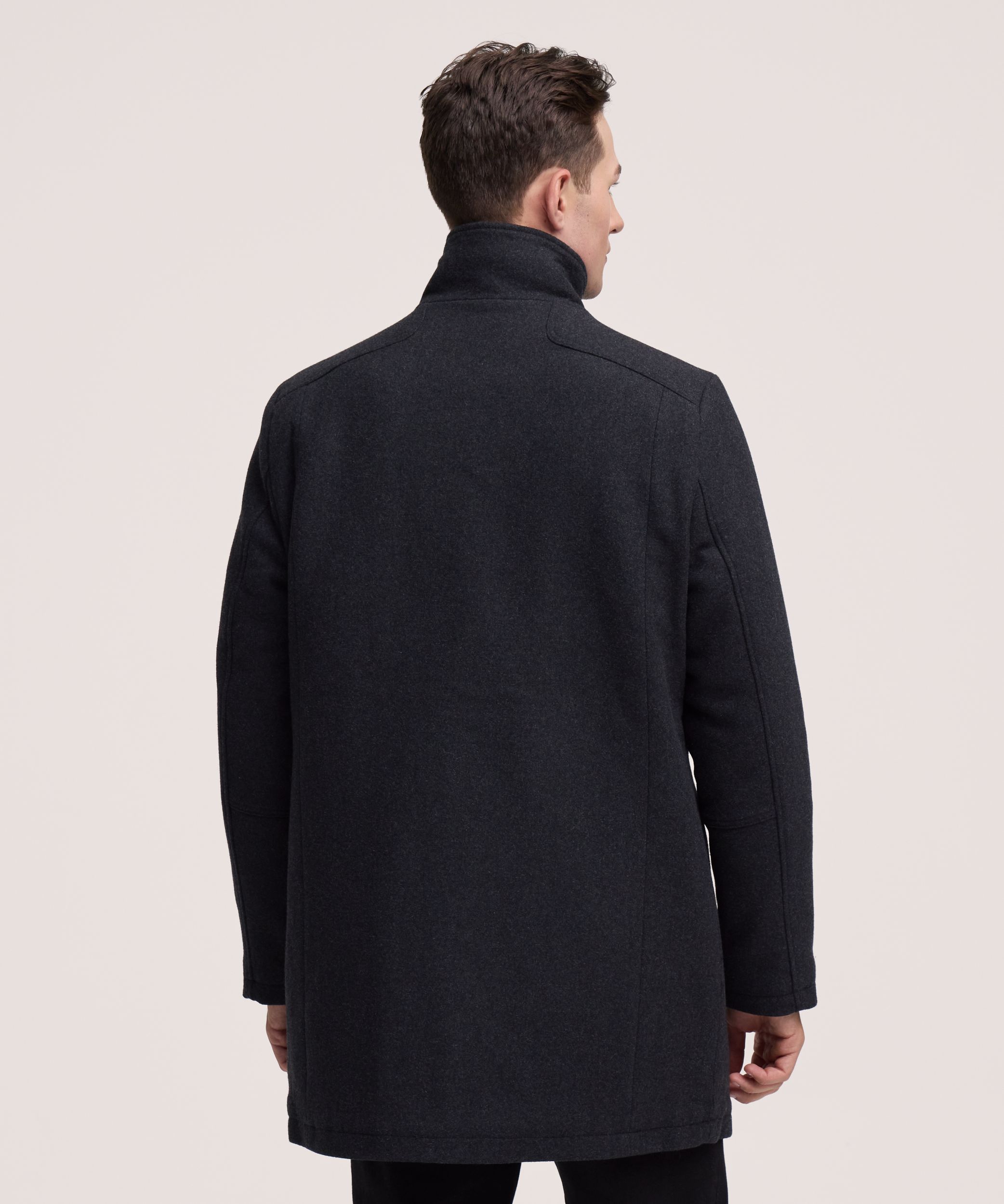 Denver Hayes Men's Buttoned Placket Full Zip Wool-Blend Winter Coat