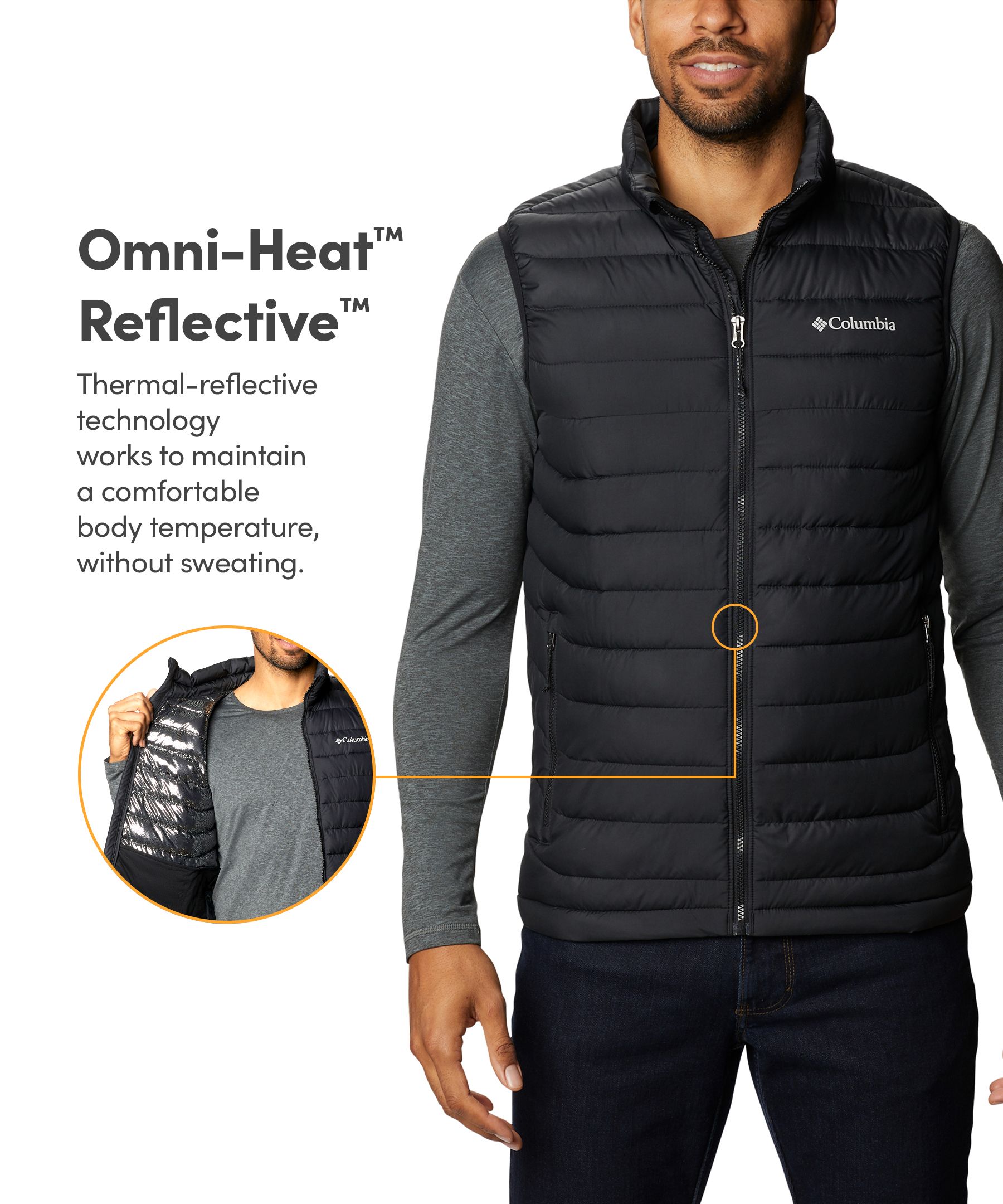 Columbia Men's Powder Lite Water Resistant Omni-Heat Insulated Vest Jacket
