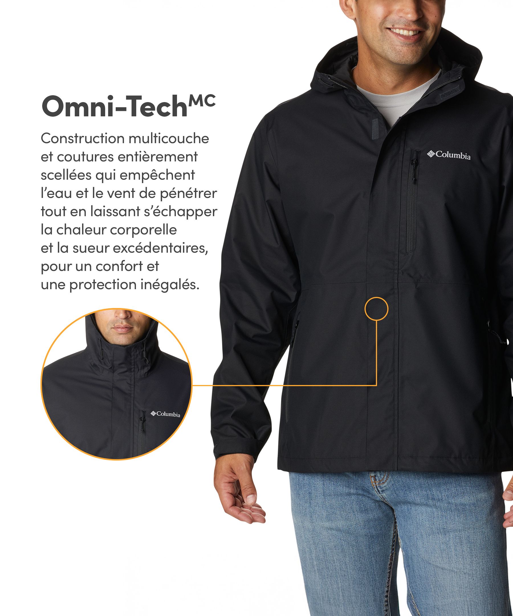 Longue veste imper-respirante à capuchon avec Omni-TECH™ Watertight II Columbia pour hommes