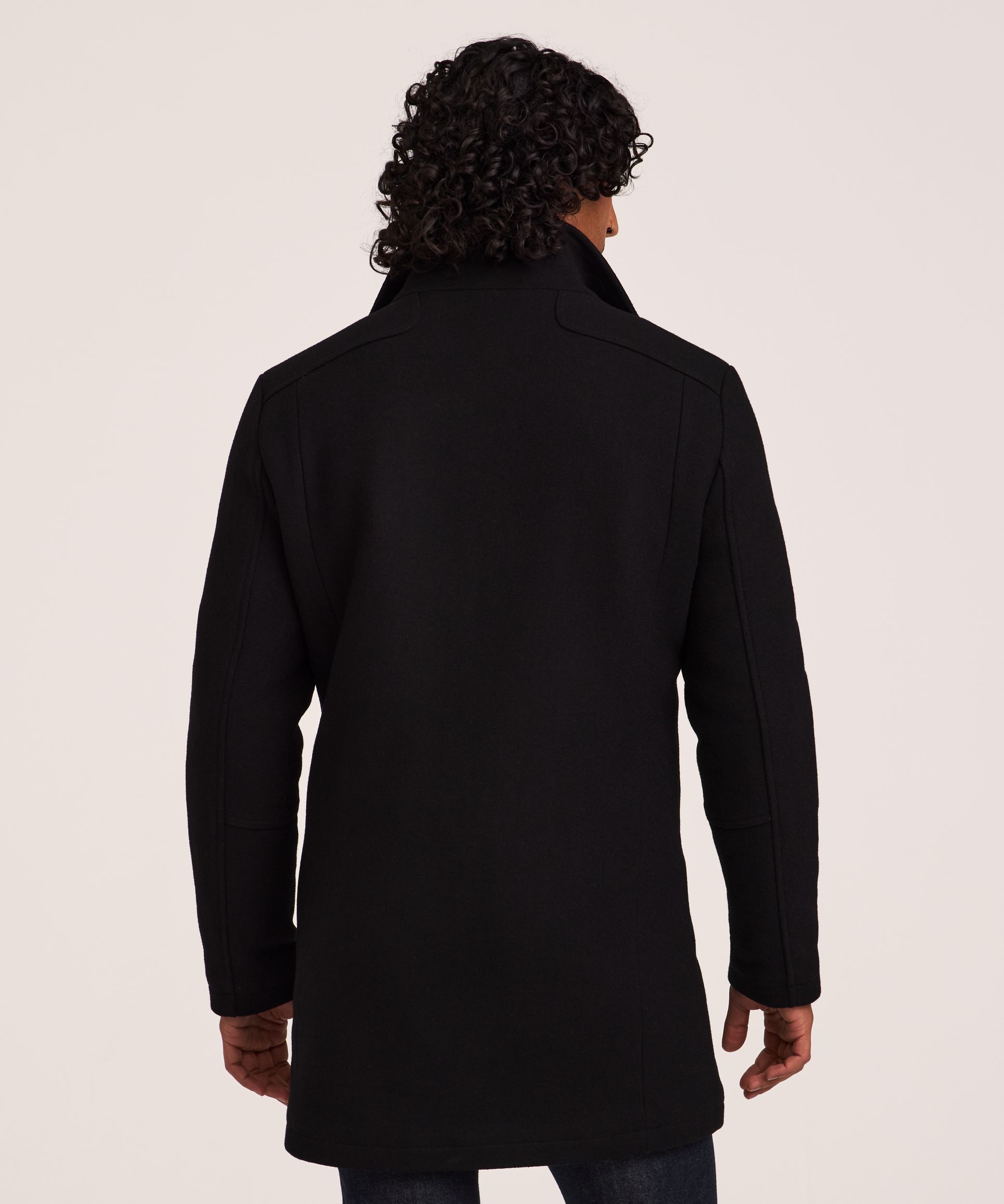 Denver Hayes Men's Buttoned Placket Full Zip Wool-Blend Winter Coat