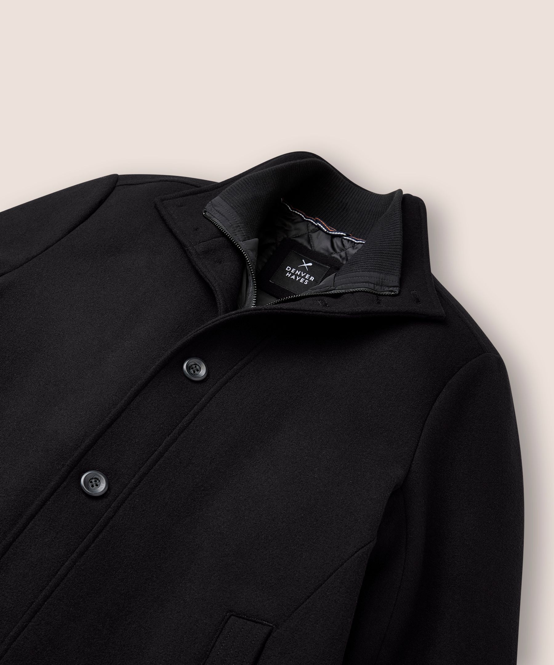 Denver Hayes Men's Buttoned Placket Full Zip Wool-Blend Winter Coat