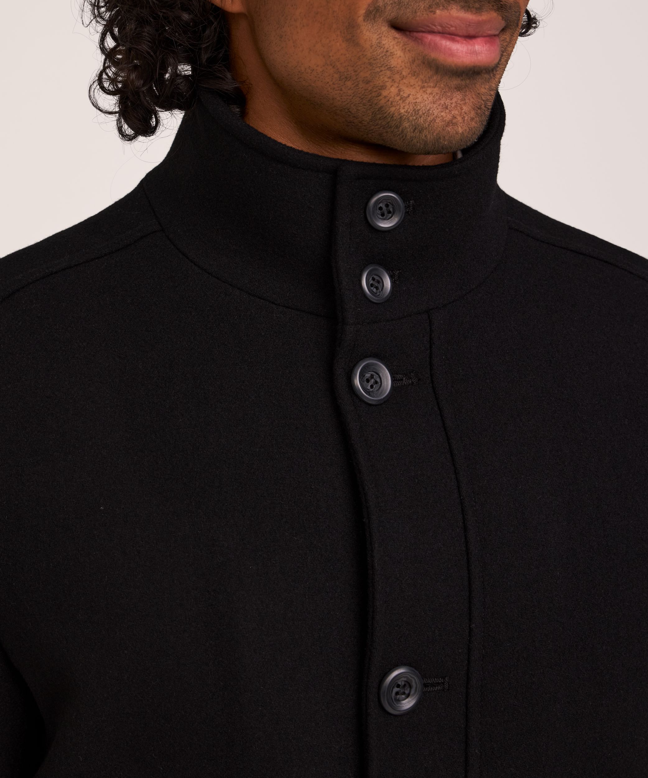 Denver Hayes Men's Buttoned Placket Full Zip Wool-Blend Winter Coat