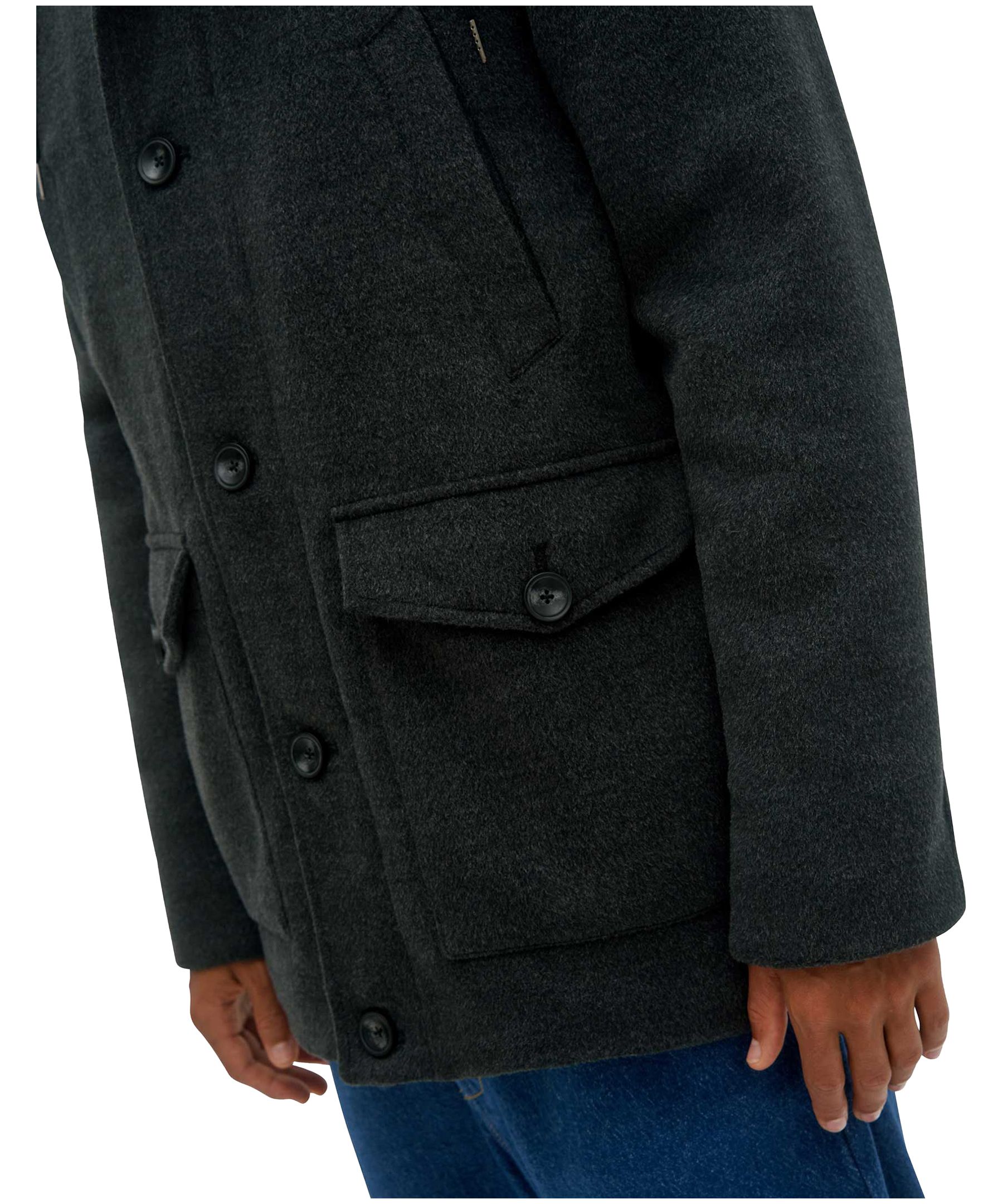 Veste à capuche mi-longue en fausse laine pour hommes, Malik, Noize